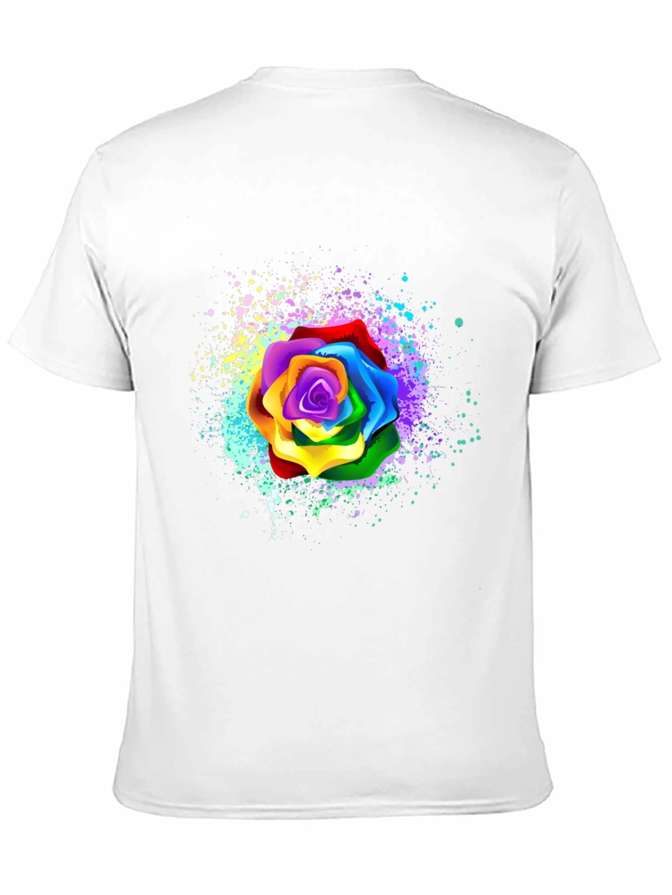 Rainbow Rose Splatter Graphic Tee - Unique Design
