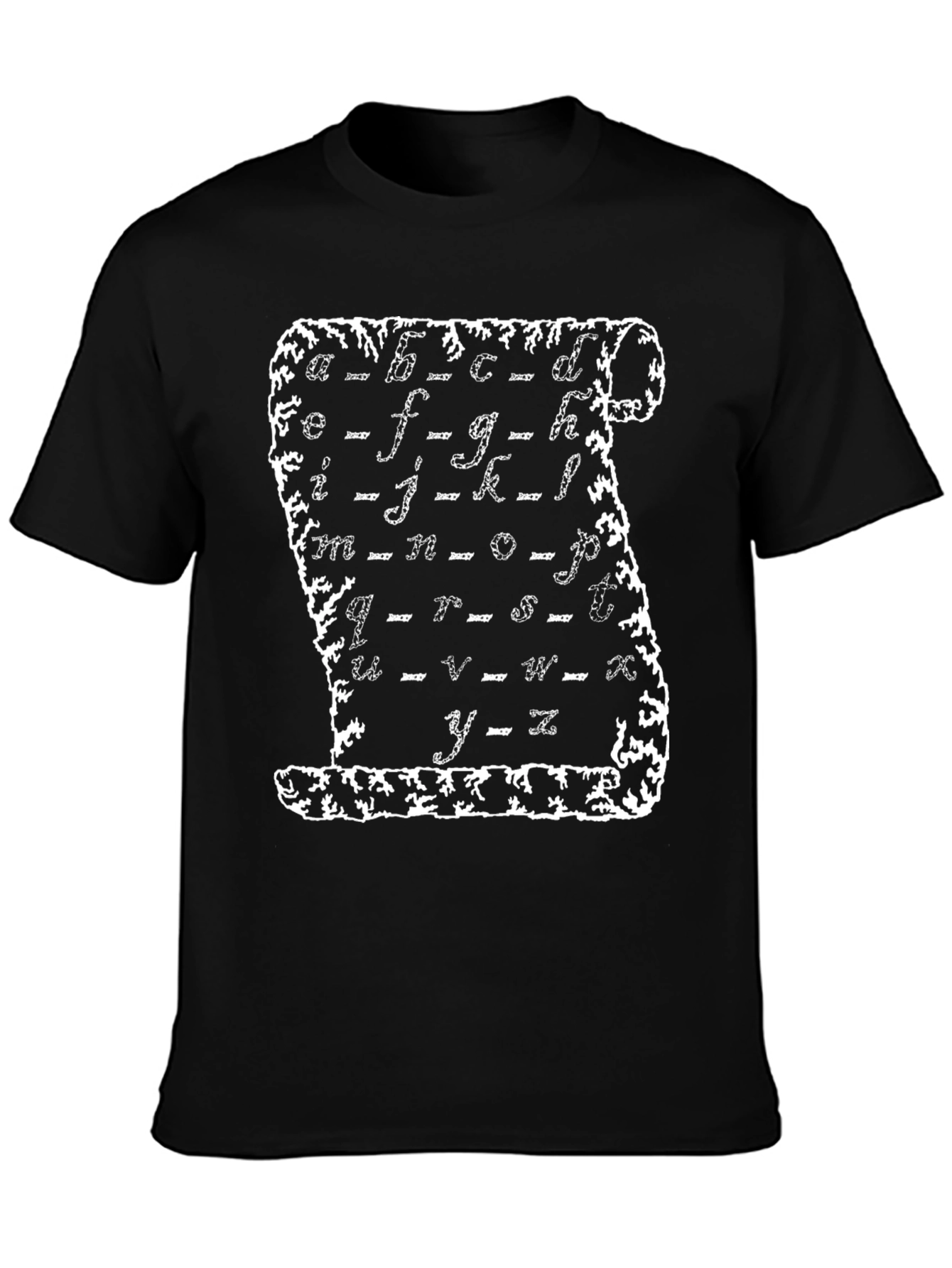 Alphabet Scroll Print Black T-Shirt