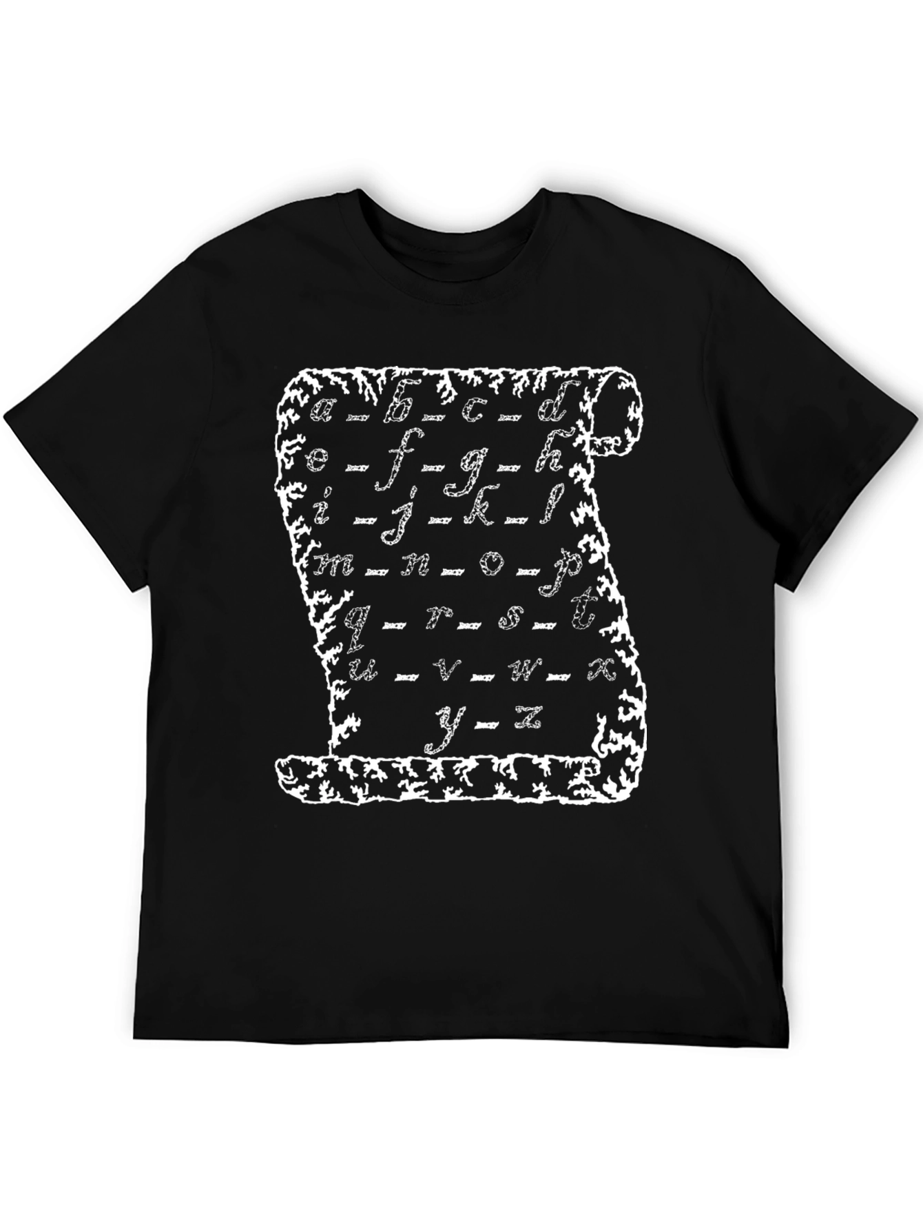 Alphabet Scroll Print Black T-Shirt