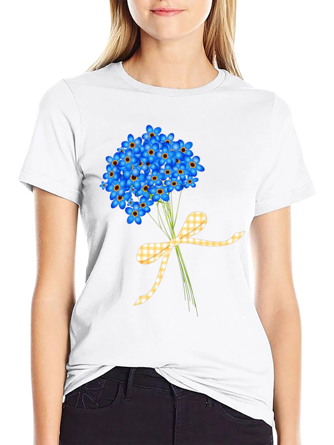 Floral Bouquet Graphic Tee - Forget-Me-Nots