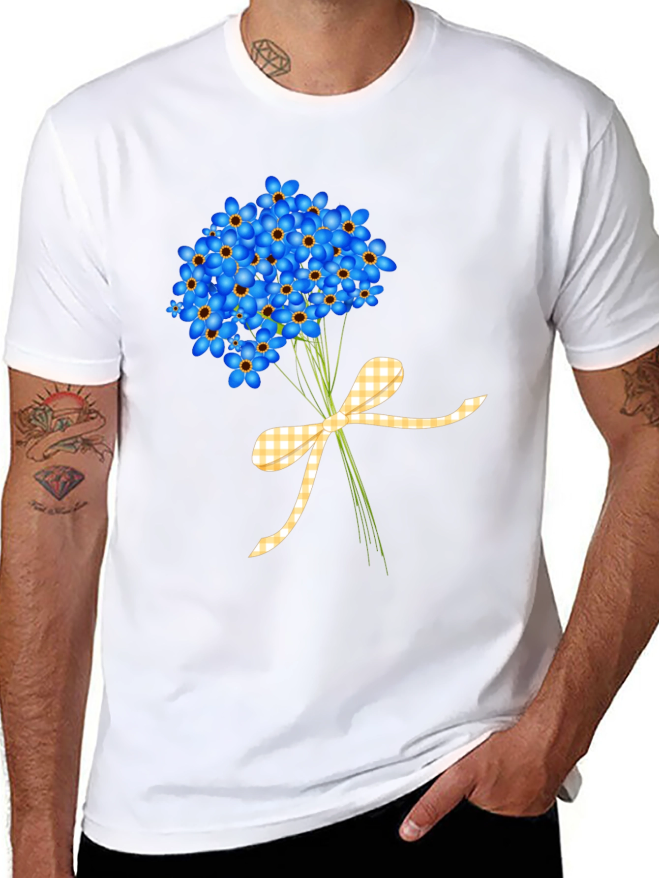 Floral Bouquet Graphic Tee - Forget-Me-Nots