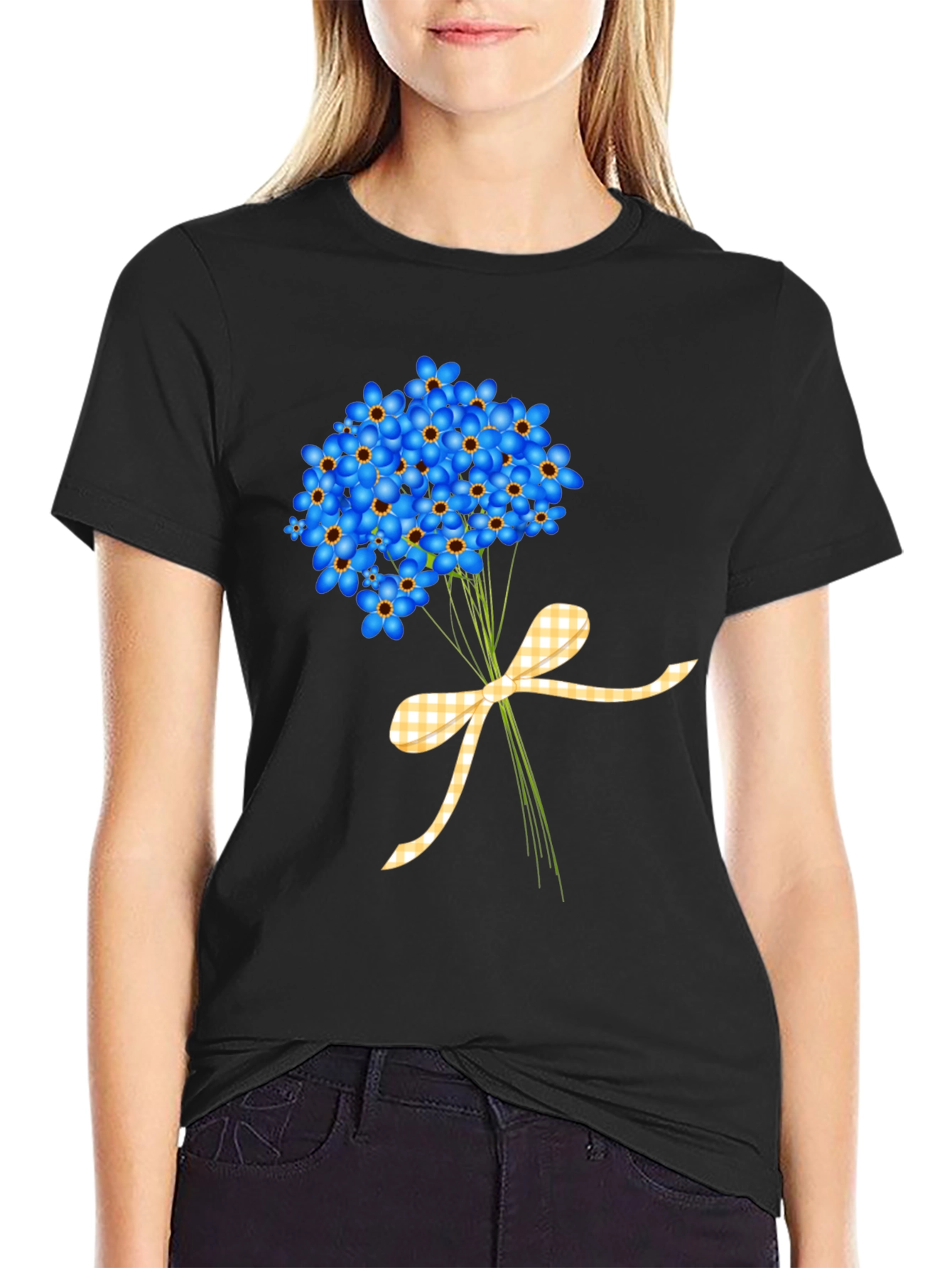 Floral Bouquet Graphic Tee - Forget-Me-Nots