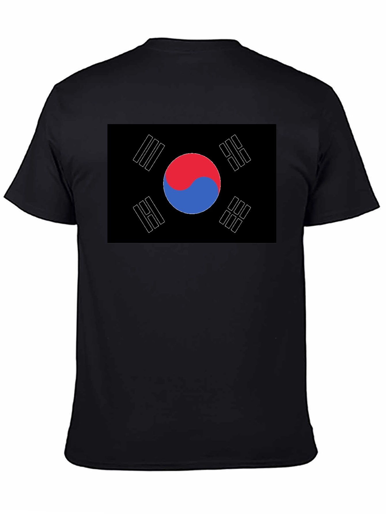 South Korea Flag T-Shirt Black Crew Neck