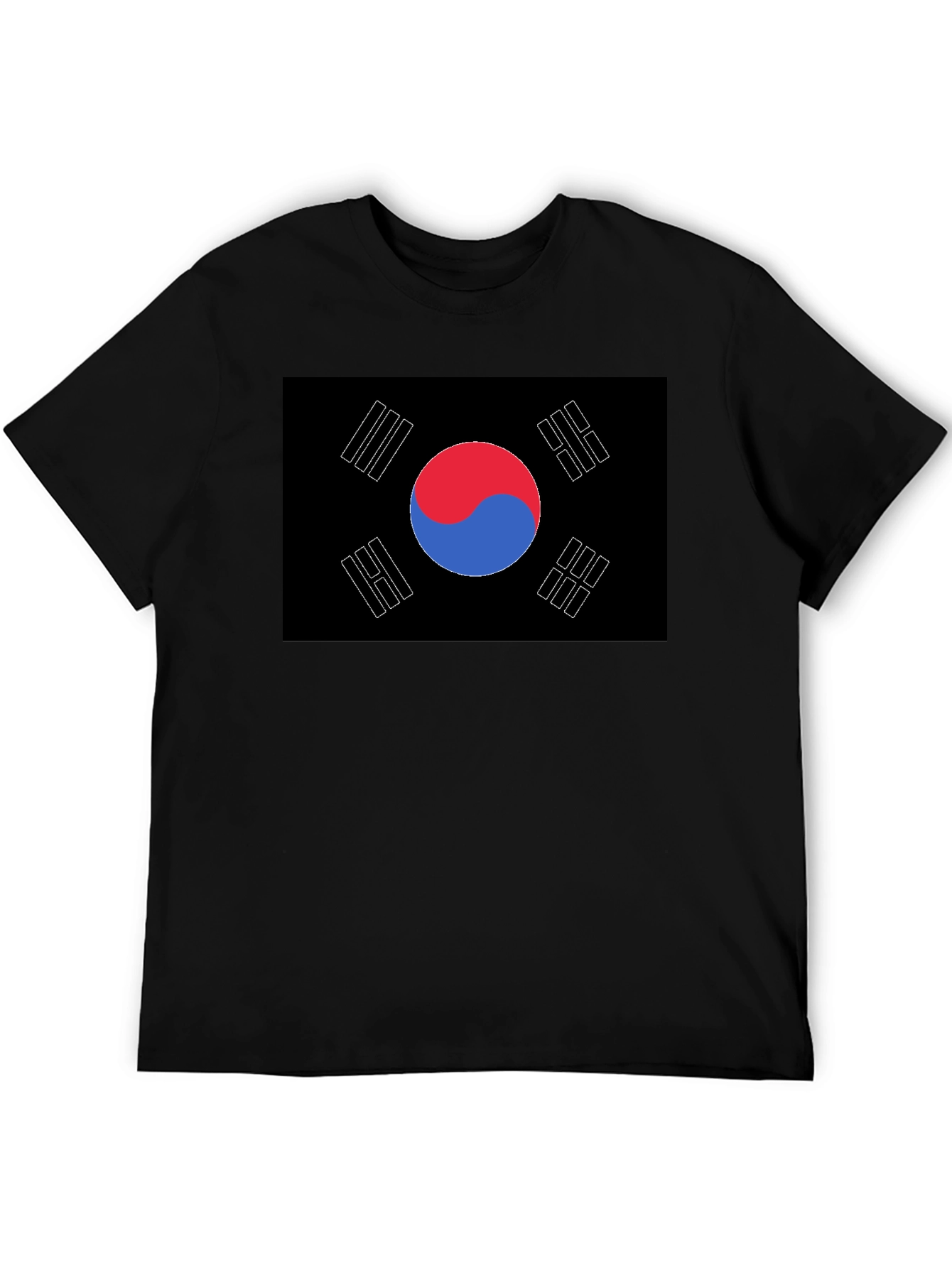 South Korea Flag T-Shirt Black Crew Neck