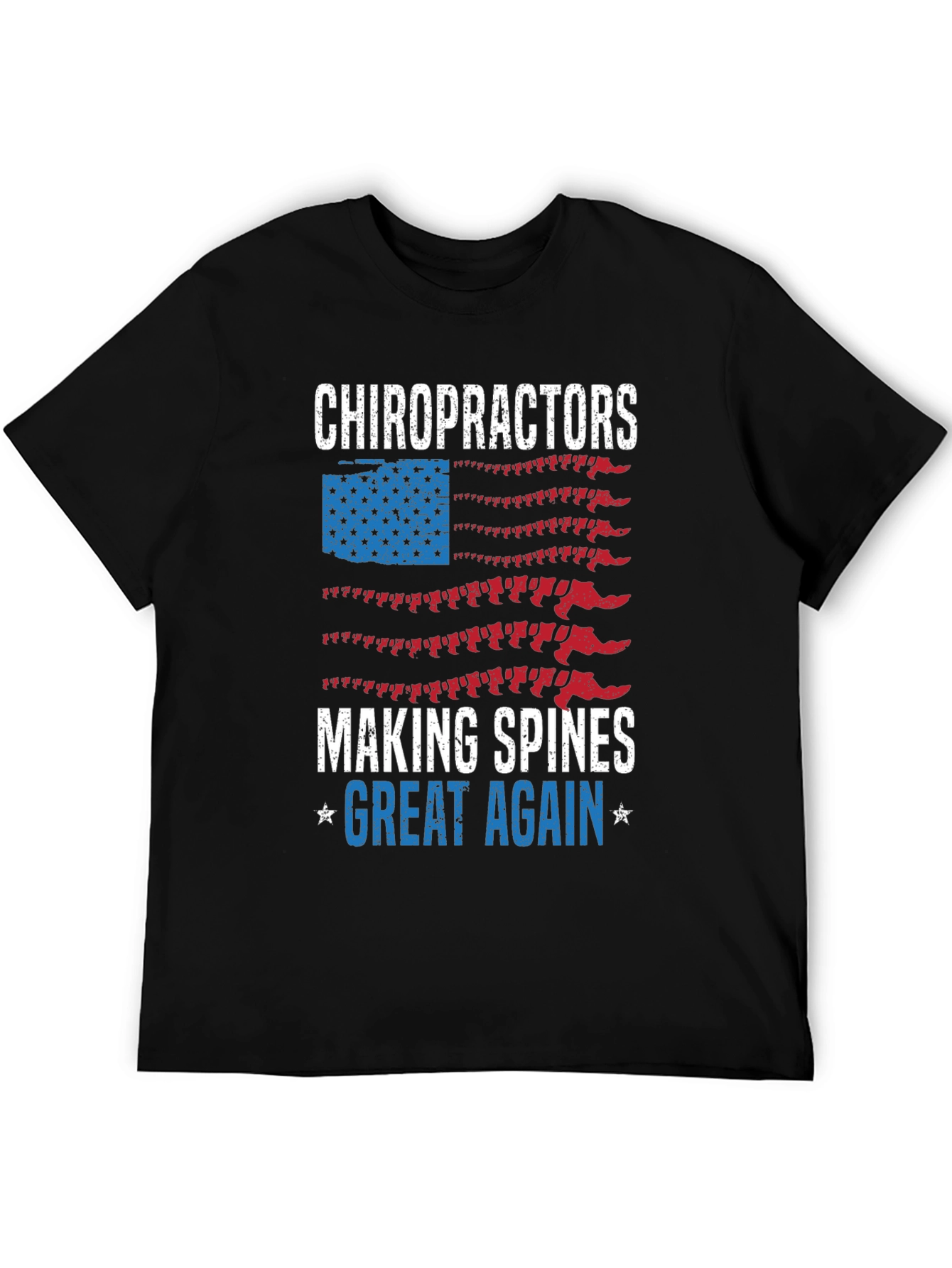 Chiropractor Spine American Flag Graphic T-Shirt