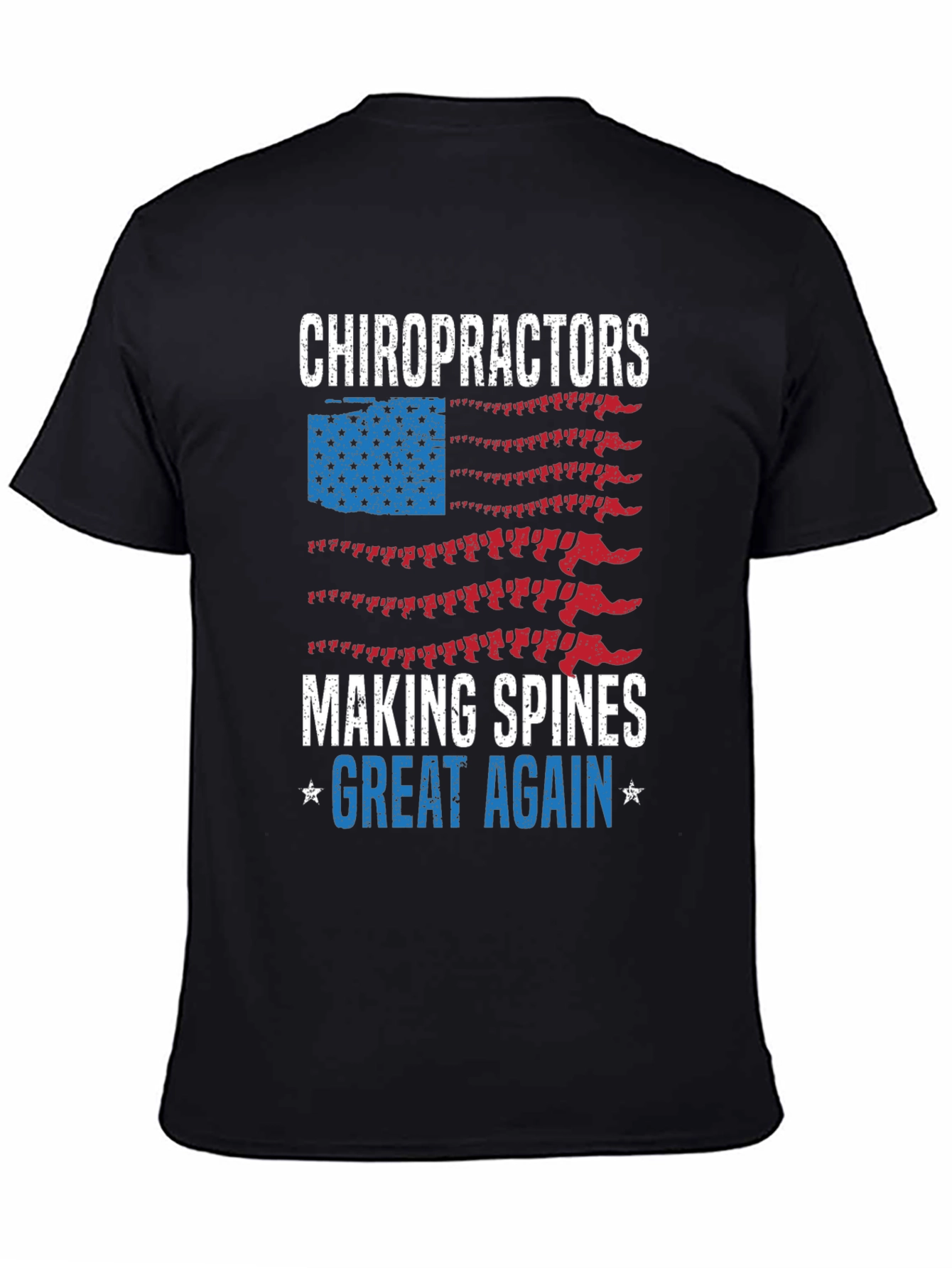 Chiropractor Spine American Flag Graphic T-Shirt