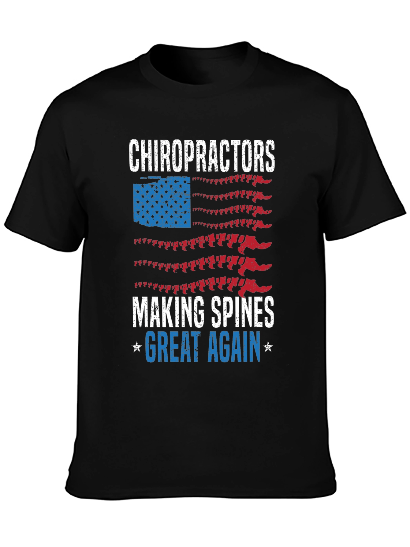Chiropractor Spine American Flag Graphic T-Shirt