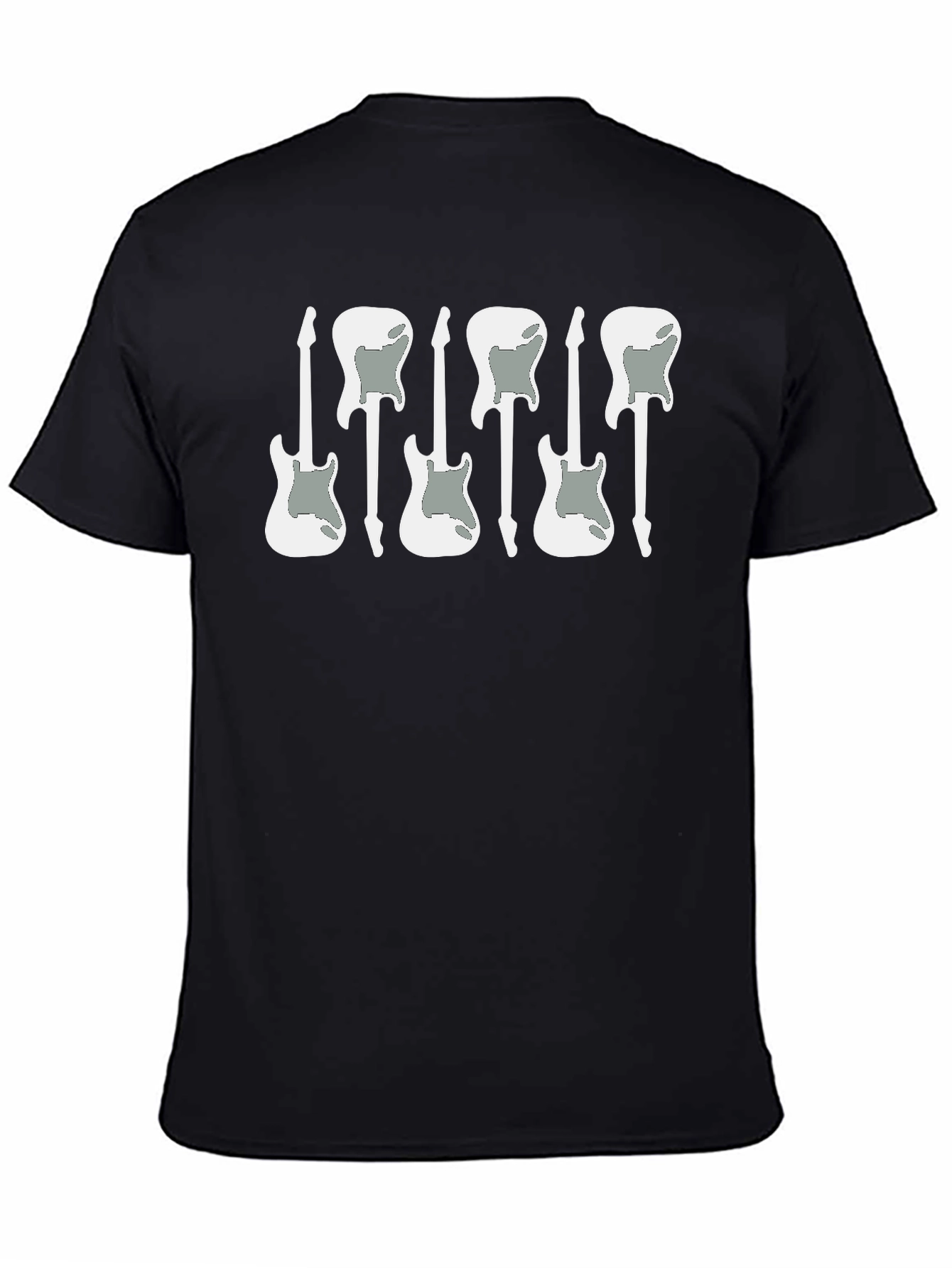 Guitar Graphic T-Shirt - Black Cotton Blend Music Tee