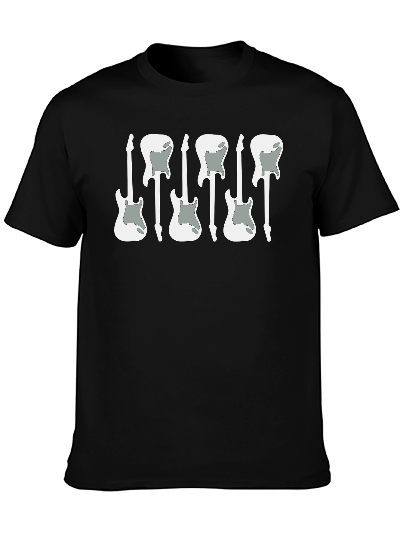 Guitar Graphic T-Shirt - Black Cotton Blend Music Tee