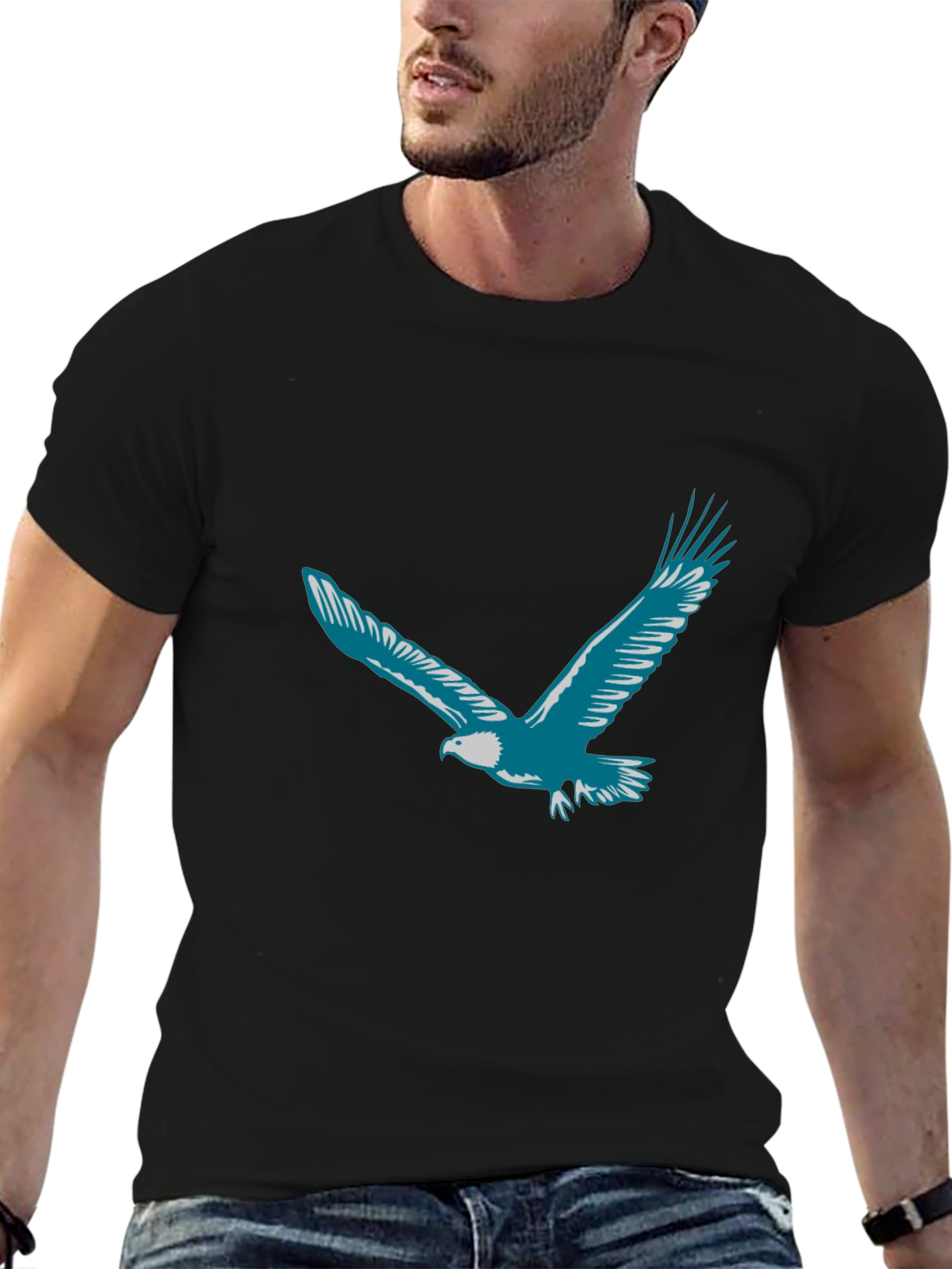 Eagle Graphic Print T-Shirt - Black