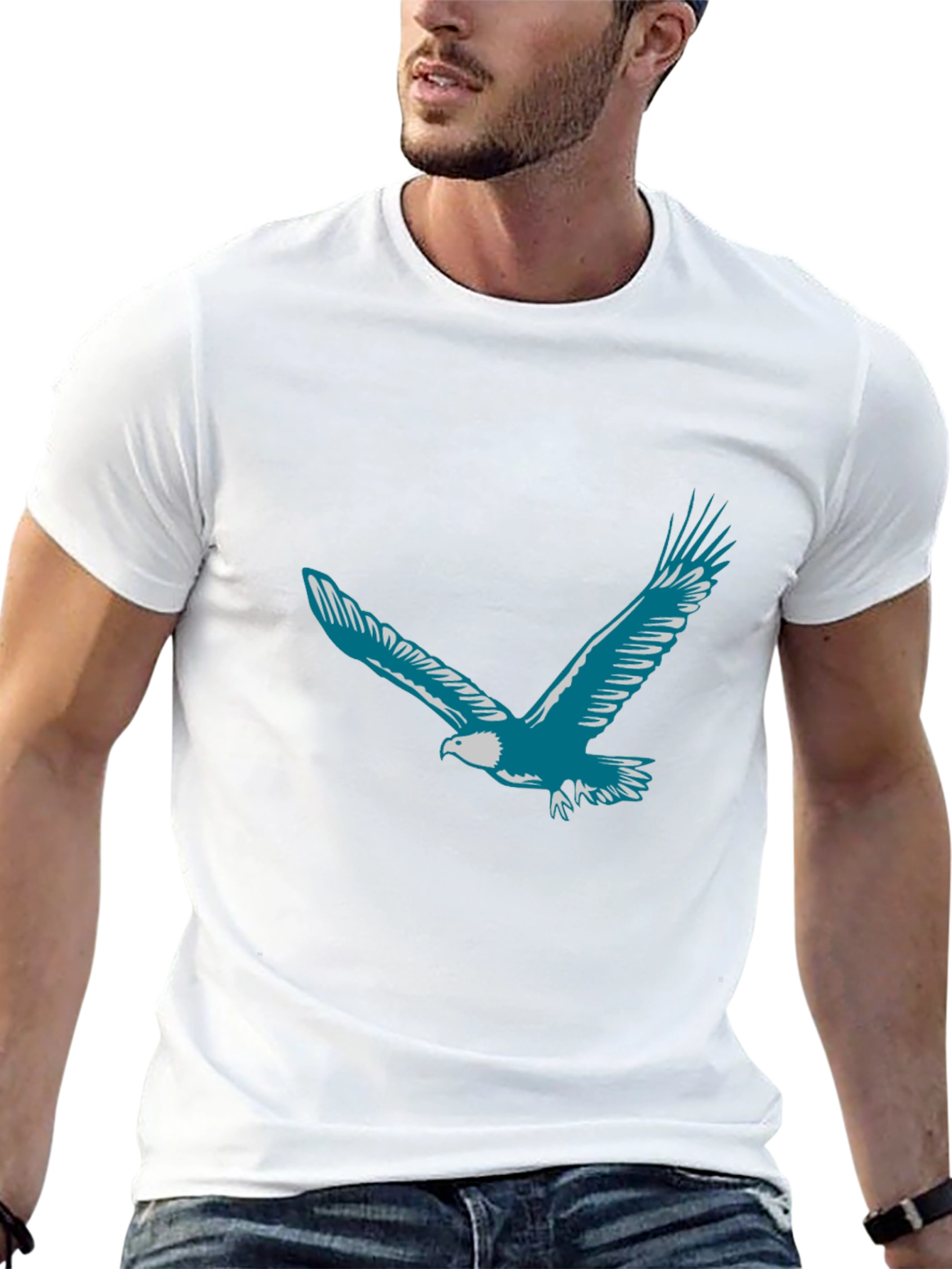 Eagle Graphic Print T-Shirt - Black