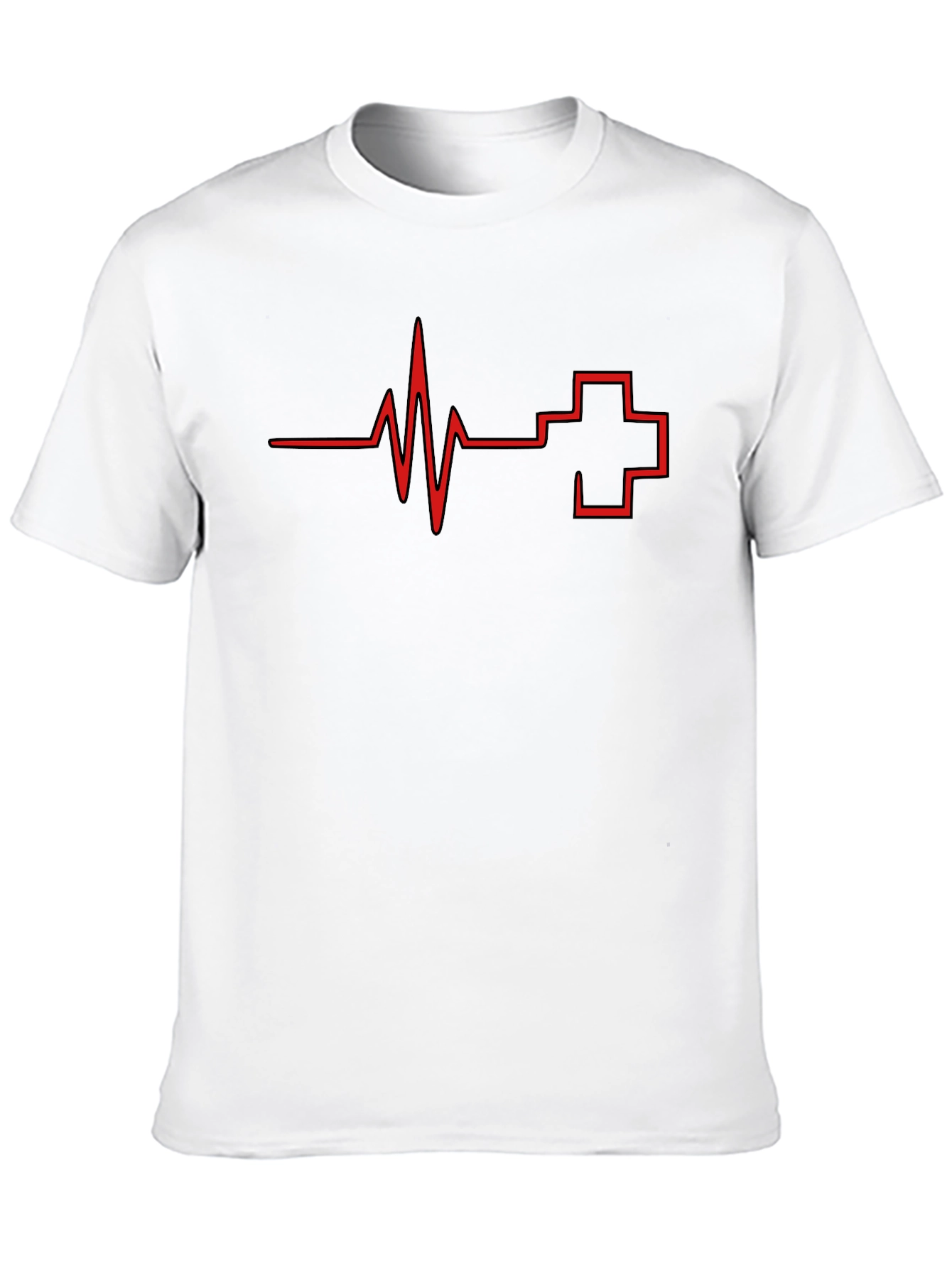Heartbeat & Cross Graphic Tee - Mens Black T-Shirt