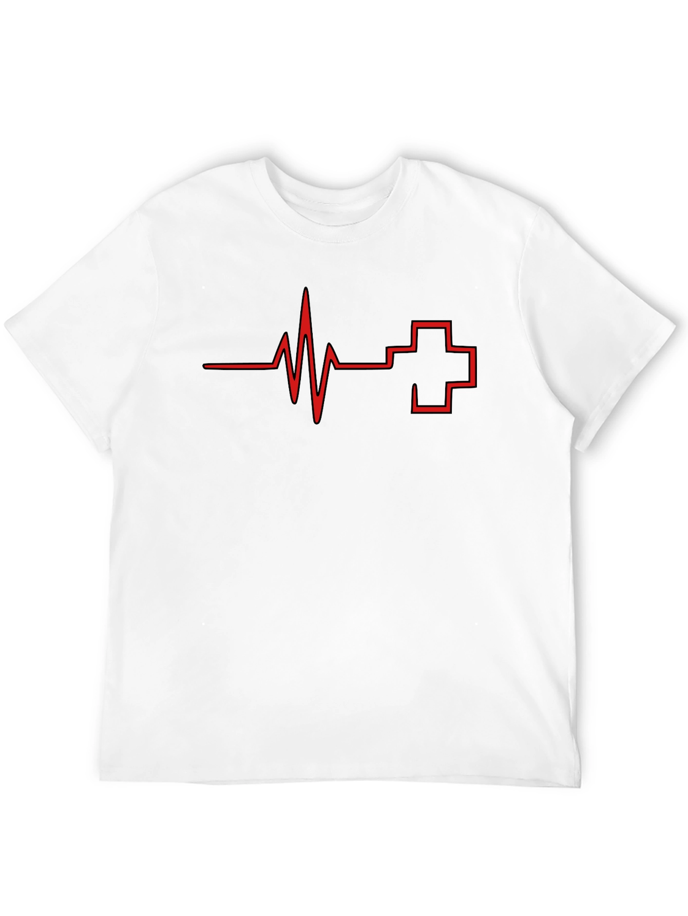 Heartbeat & Cross Graphic Tee - Mens Black T-Shirt