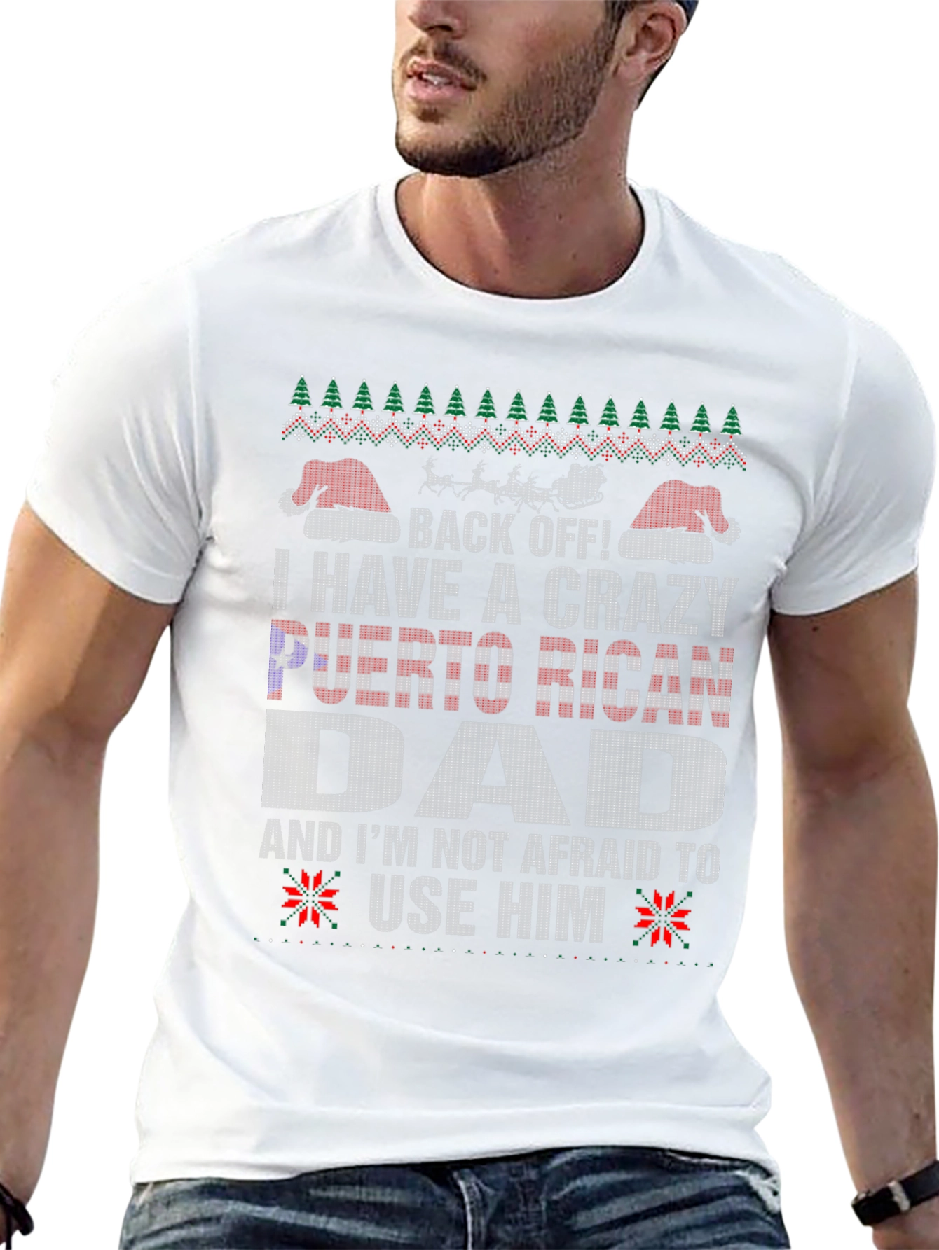 Crazy Puerto Rican Dad Christmas T-Shirt