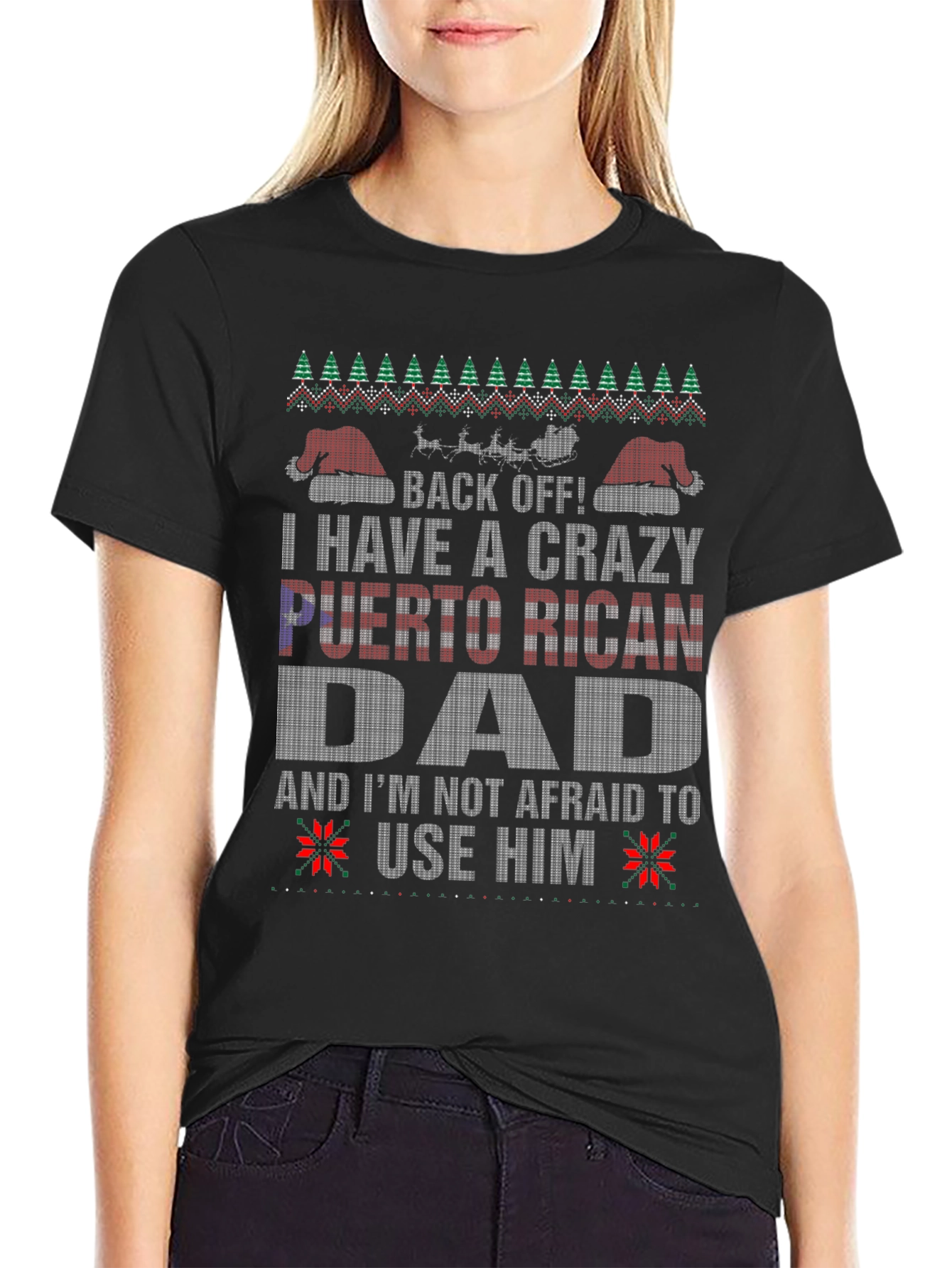 Crazy Puerto Rican Dad Christmas T-Shirt