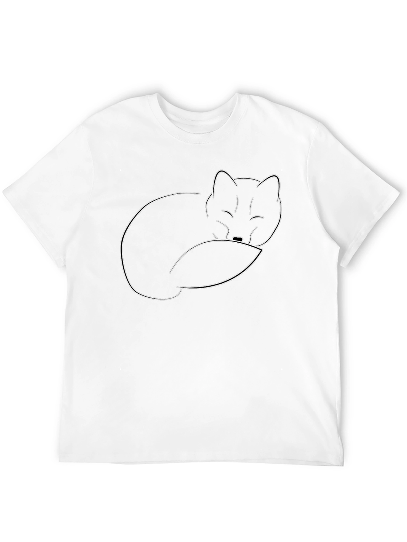 Minimalist Fox Outline Graphic Tee - Black