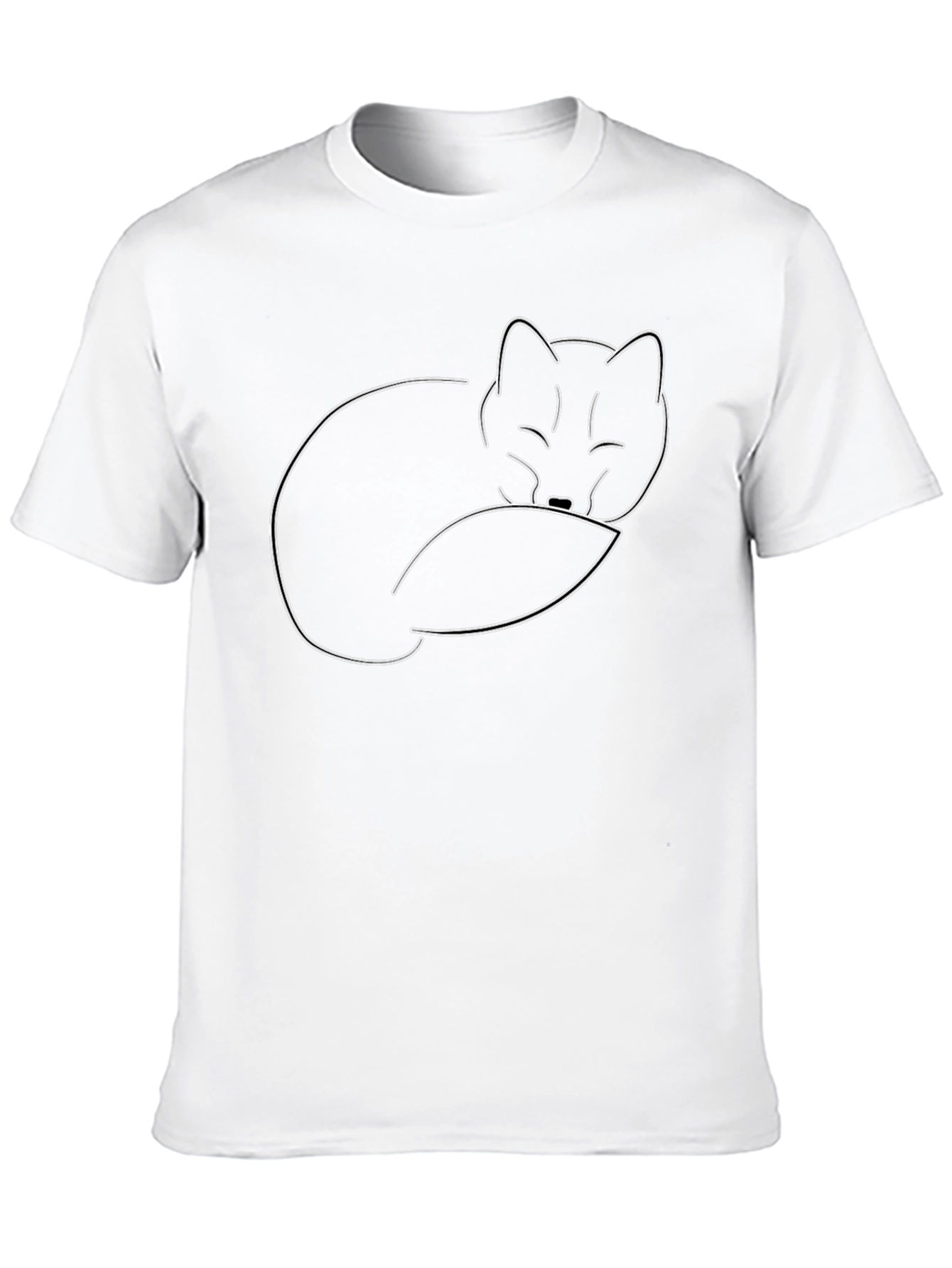 Minimalist Fox Outline Graphic Tee - Black