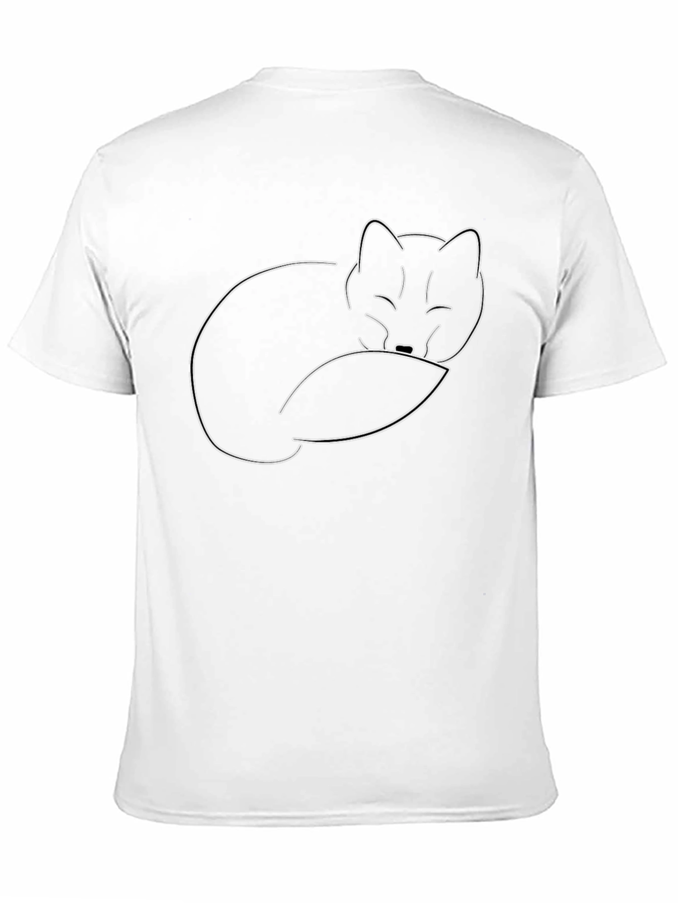Minimalist Fox Outline Graphic Tee - Black