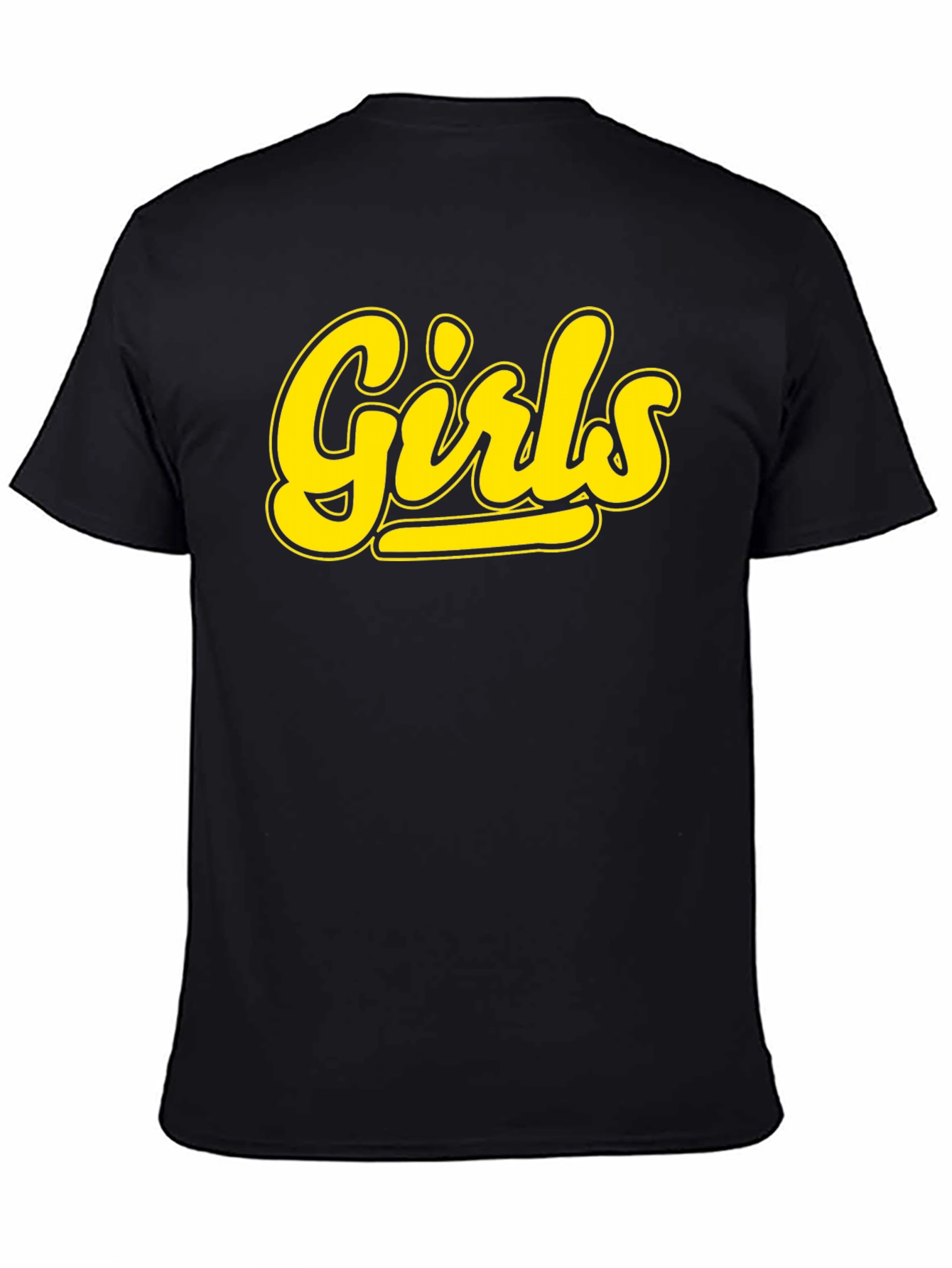 Girls Black T-Shirt - Bold Yellow Graphic Tee