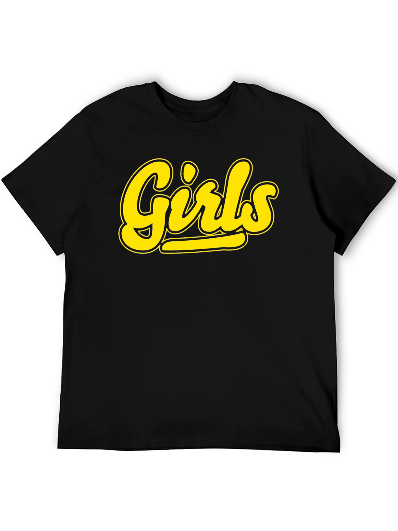 Girls Black T-Shirt - Bold Yellow Graphic Tee