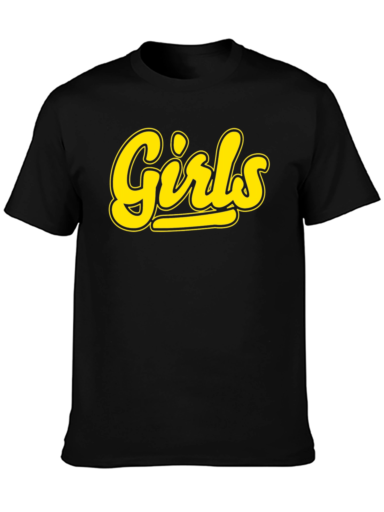Girls Black T-Shirt - Bold Yellow Graphic Tee