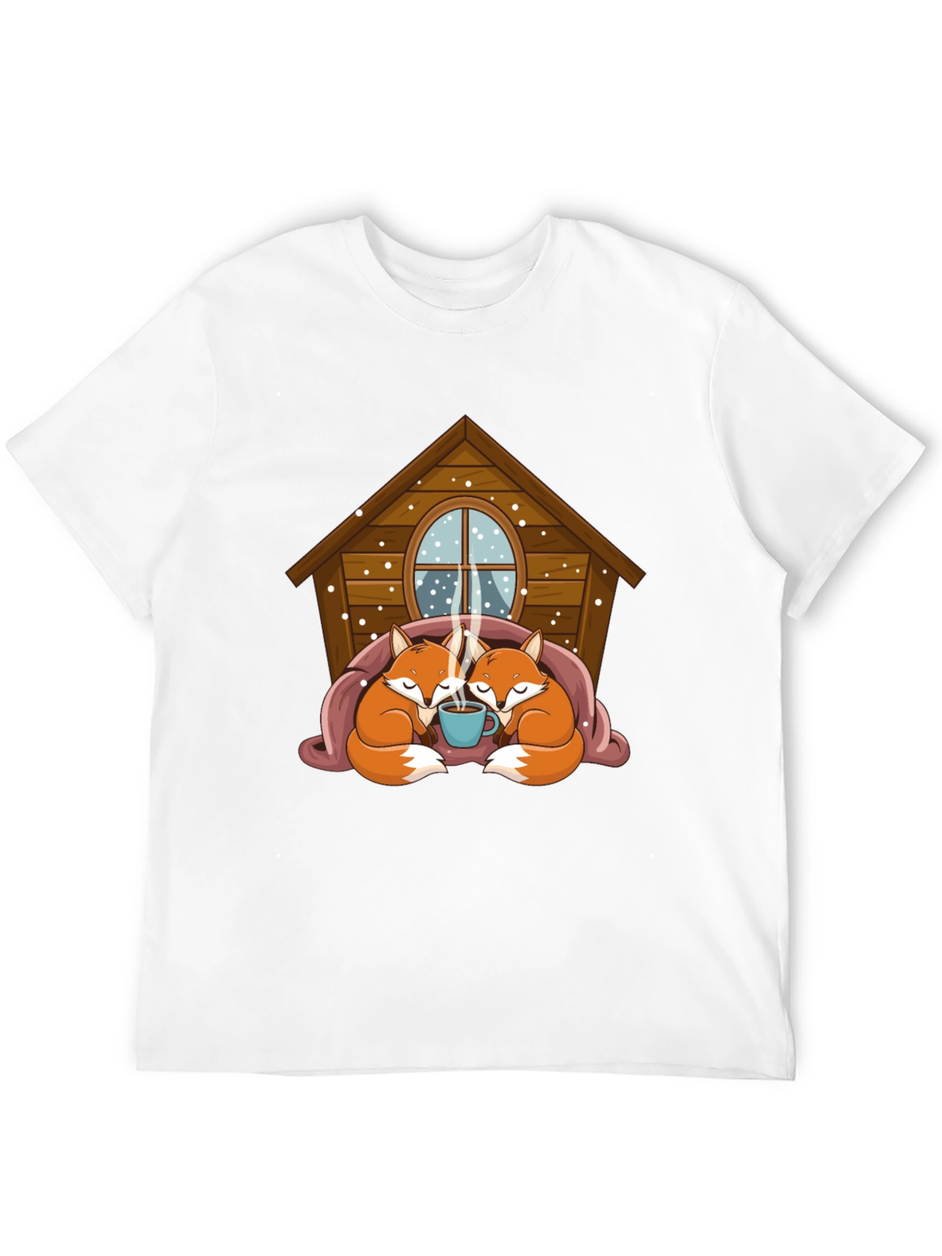 Cute Fox Couple Cozy Black T-Shirt