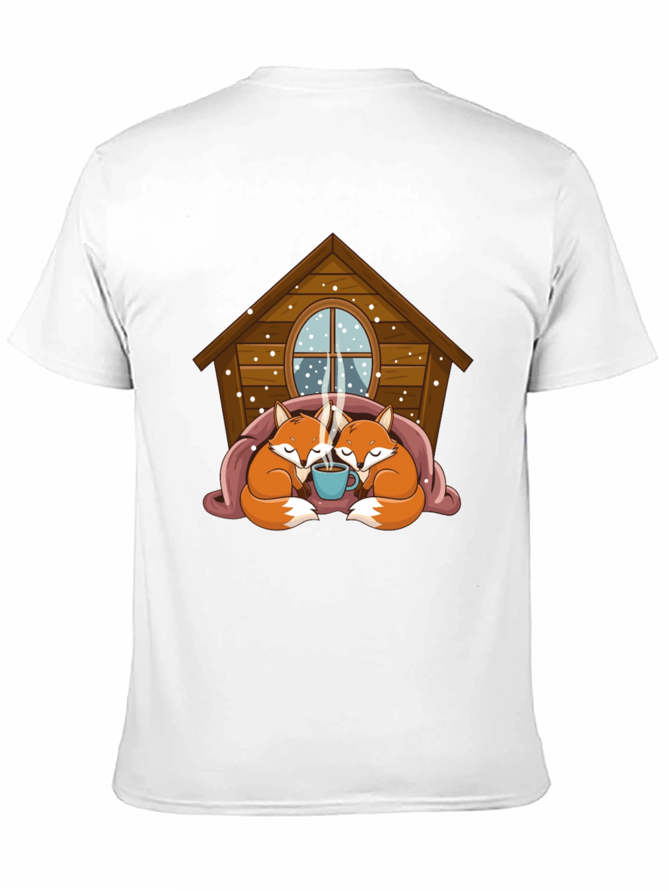 Cute Fox Couple Cozy Black T-Shirt