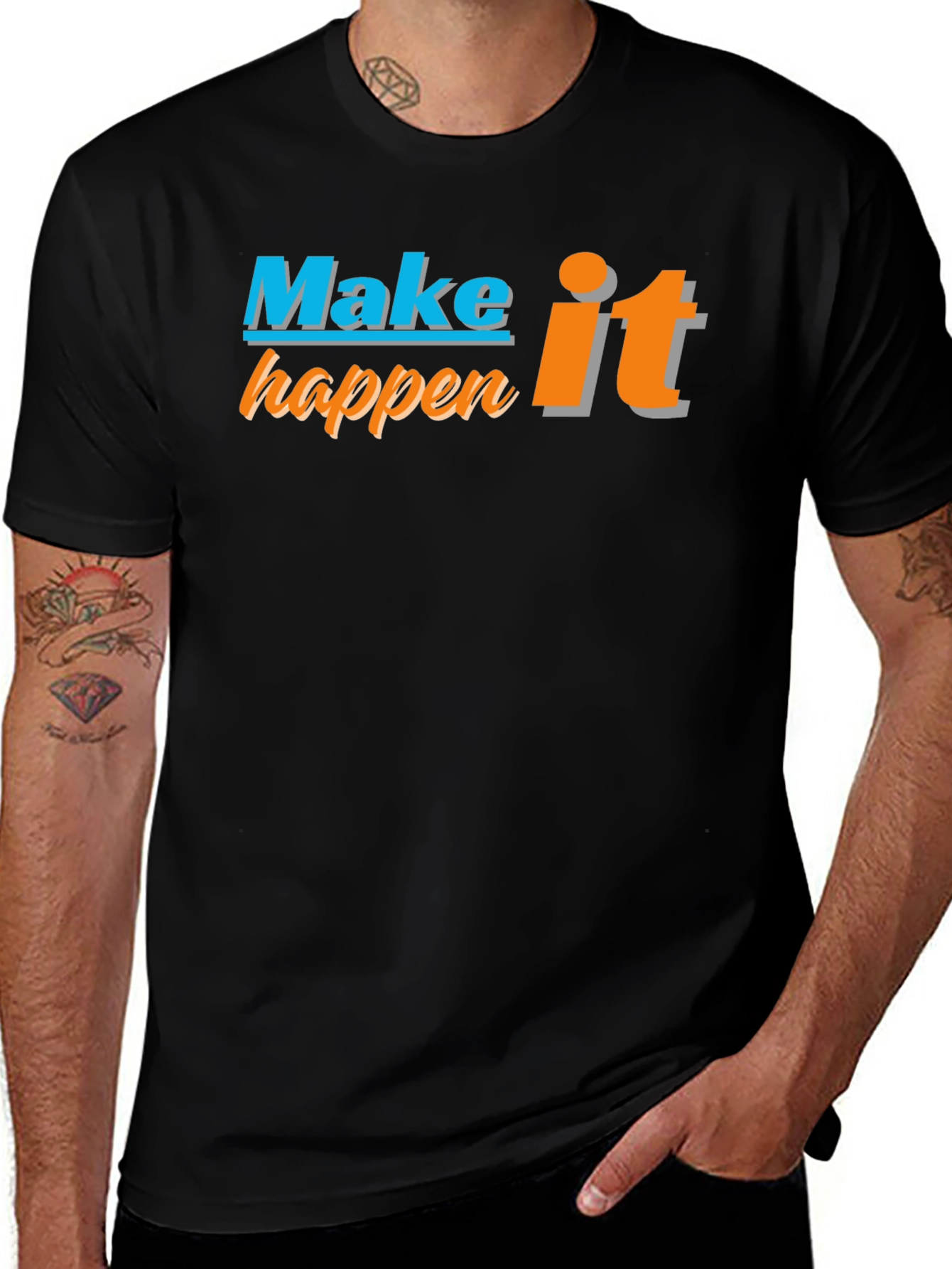 Make it Happen Graphic Tee - Black Casual T-Shirt