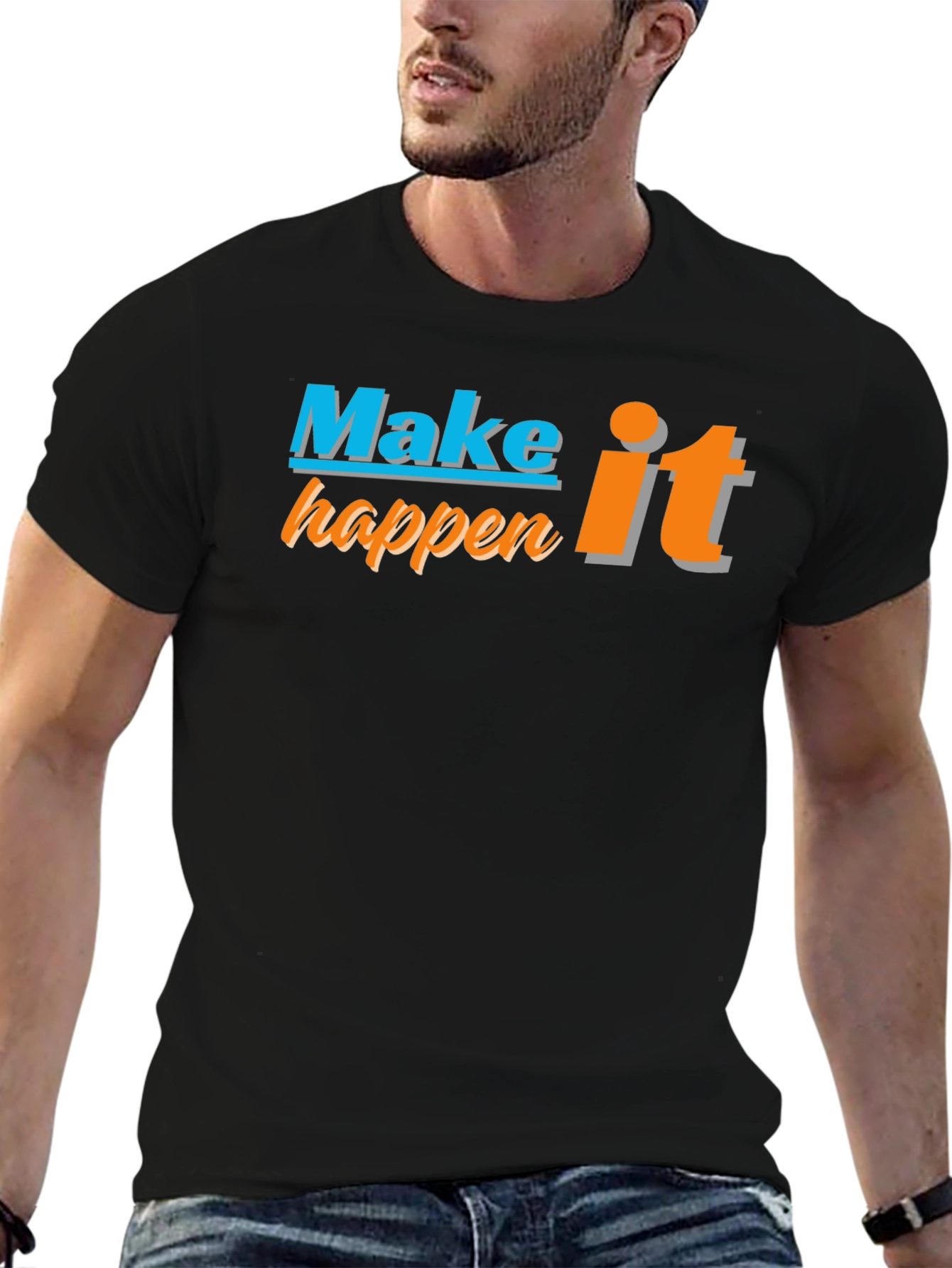 Make it Happen Graphic Tee - Black Casual T-Shirt