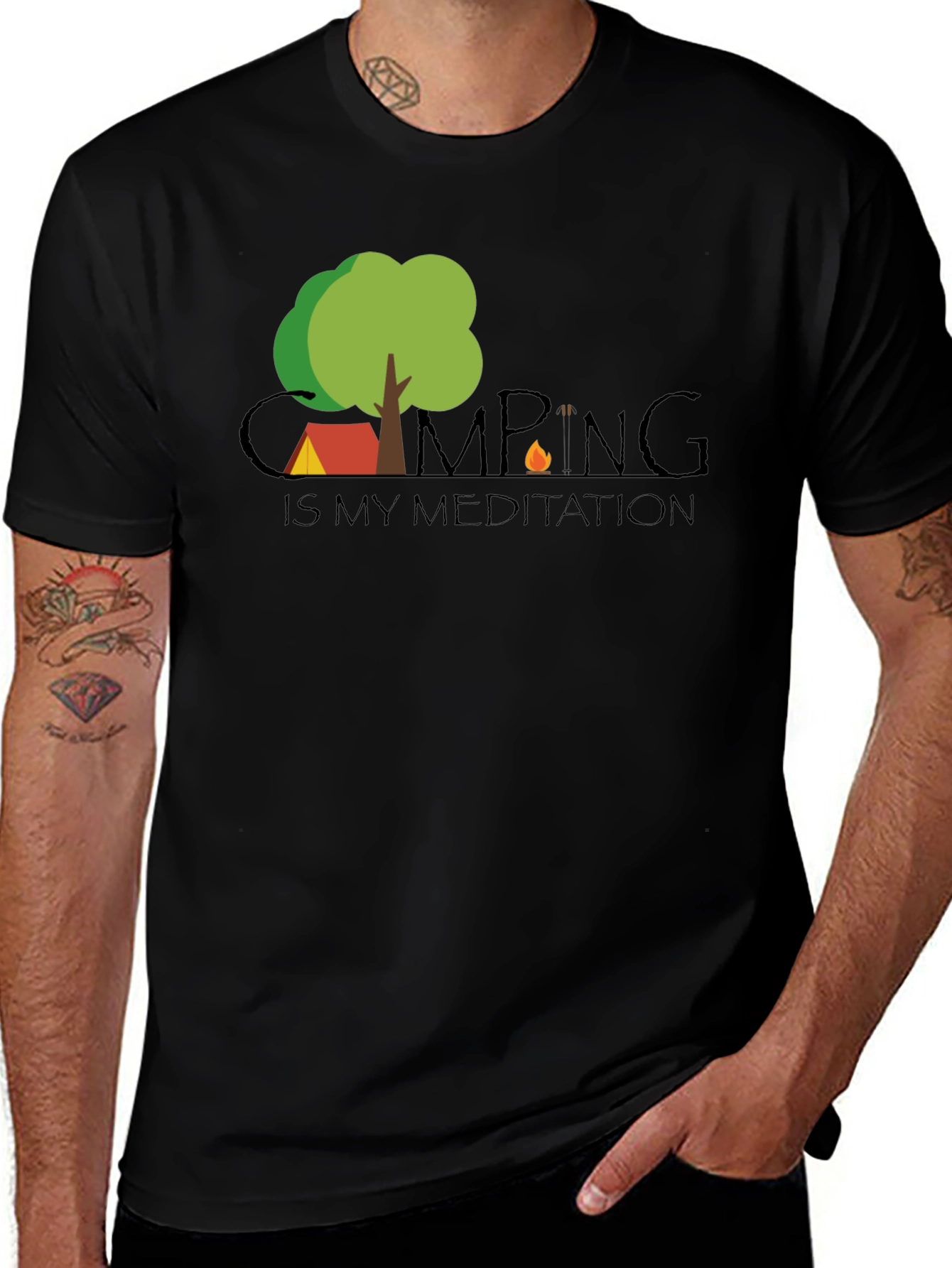Camping is my Meditation Black T-Shirt