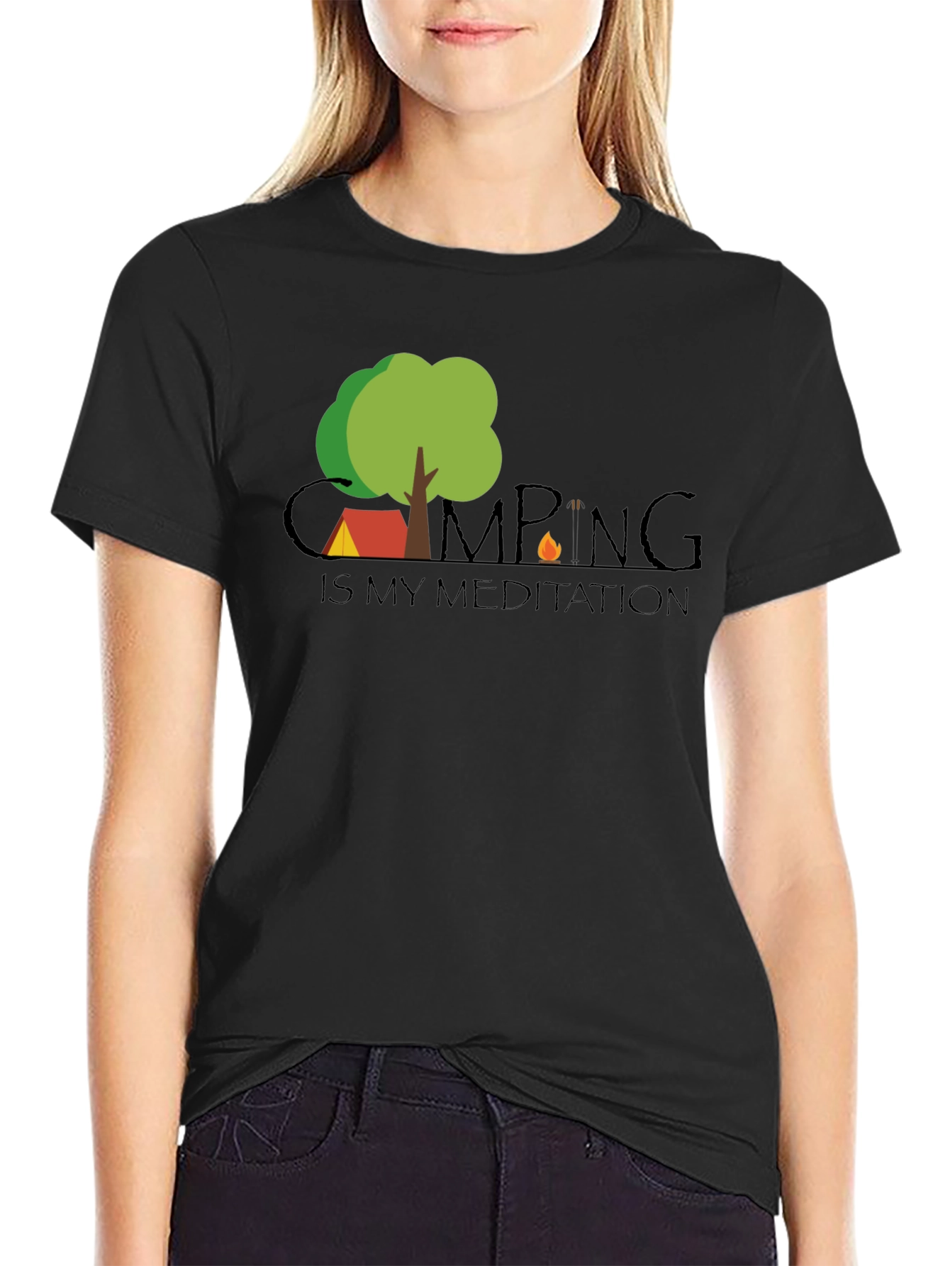 Camping is my Meditation Black T-Shirt