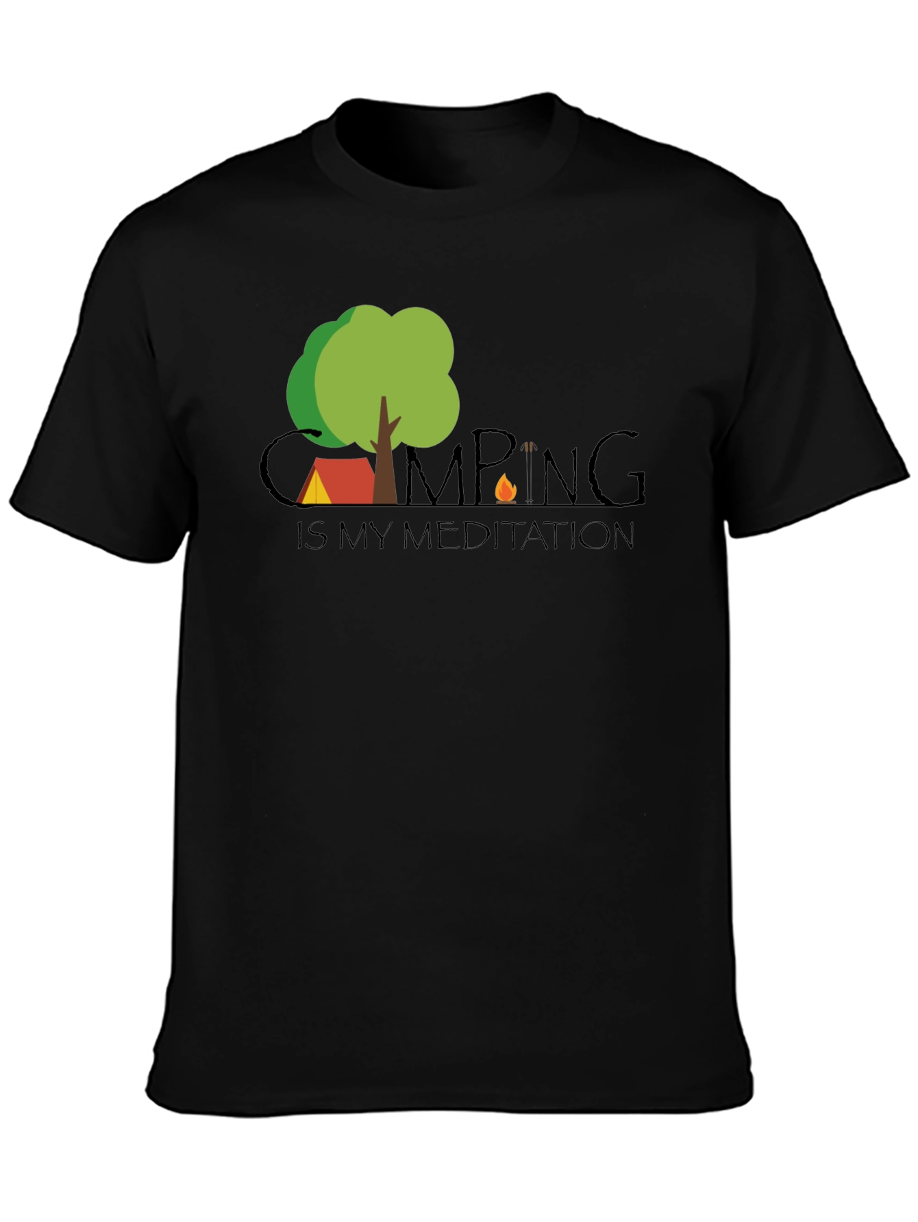 Camping is my Meditation Black T-Shirt