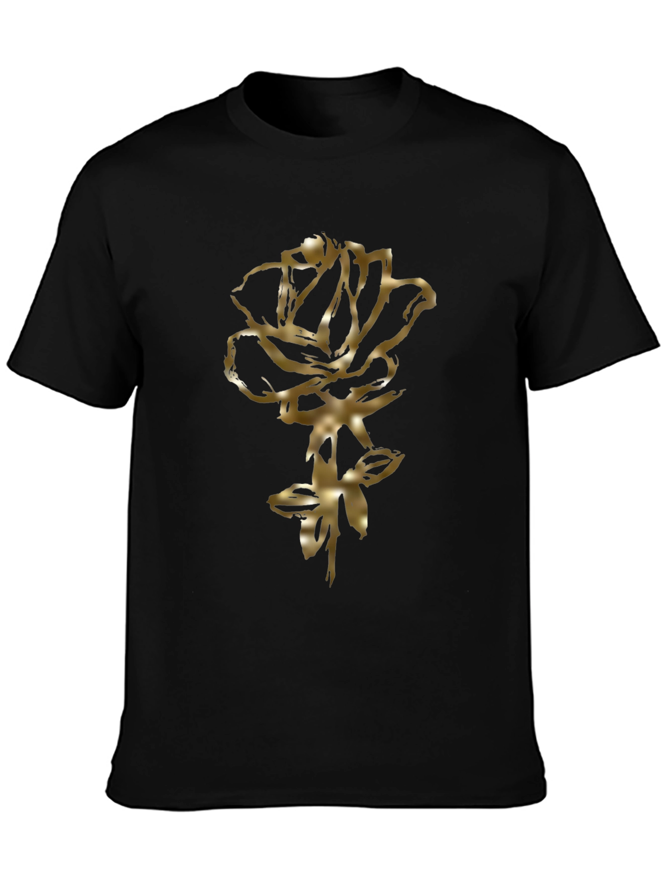 Golden Rose Graphic Black T-Shirt