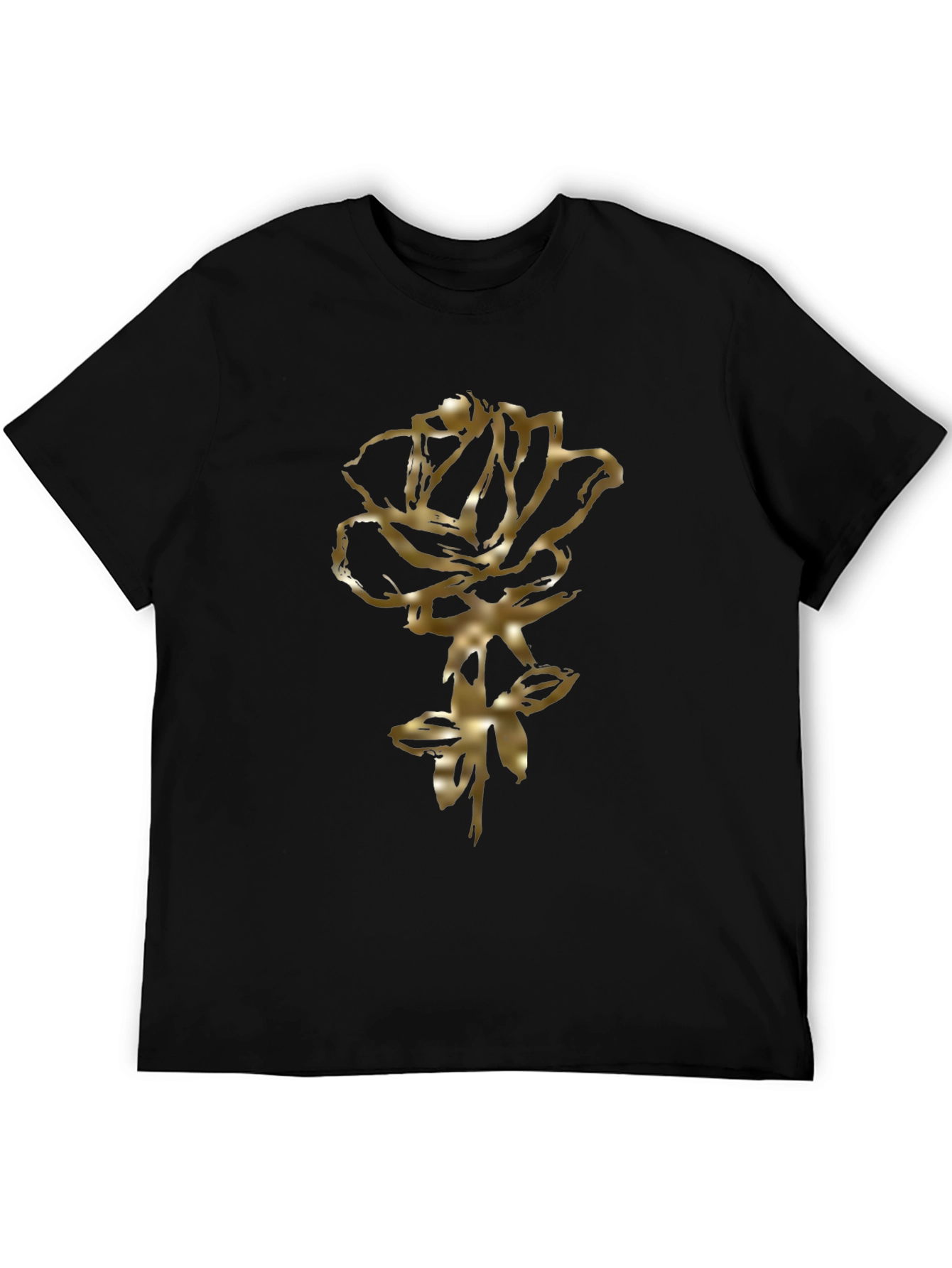 Golden Rose Graphic Black T-Shirt
