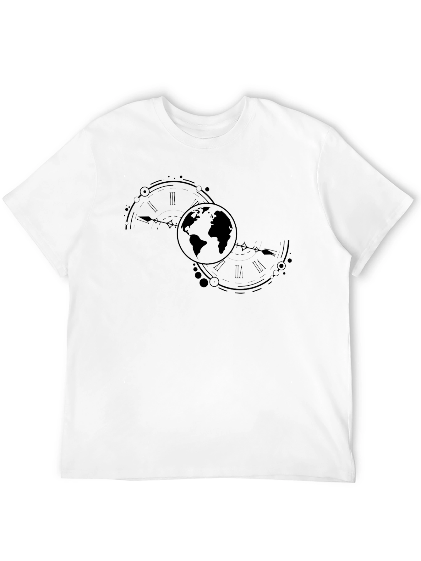 Globe & Time Black Graphic Tee