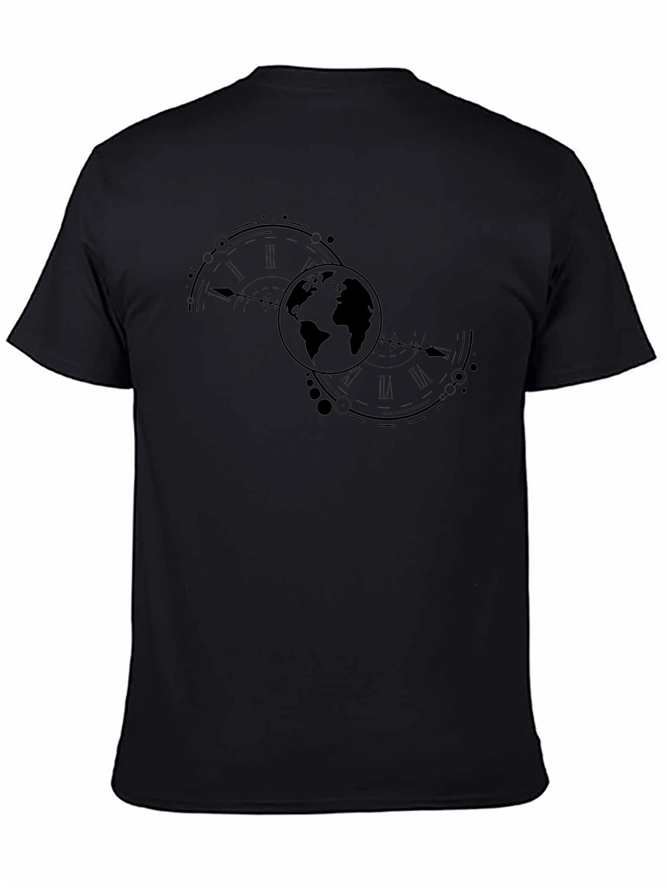 Globe & Time Black Graphic Tee