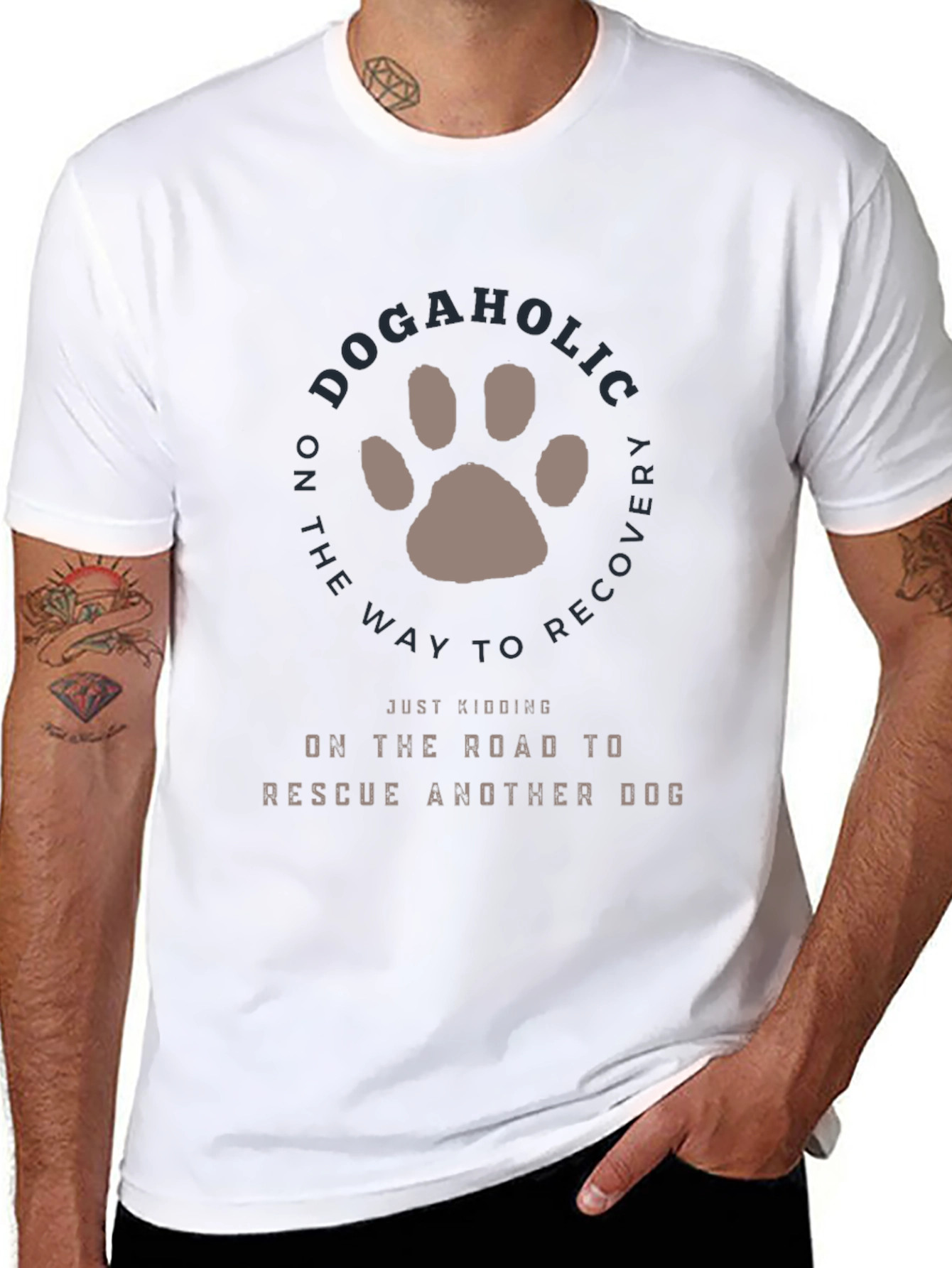 Dogaholic Rescue Dog Graphic T-Shirt