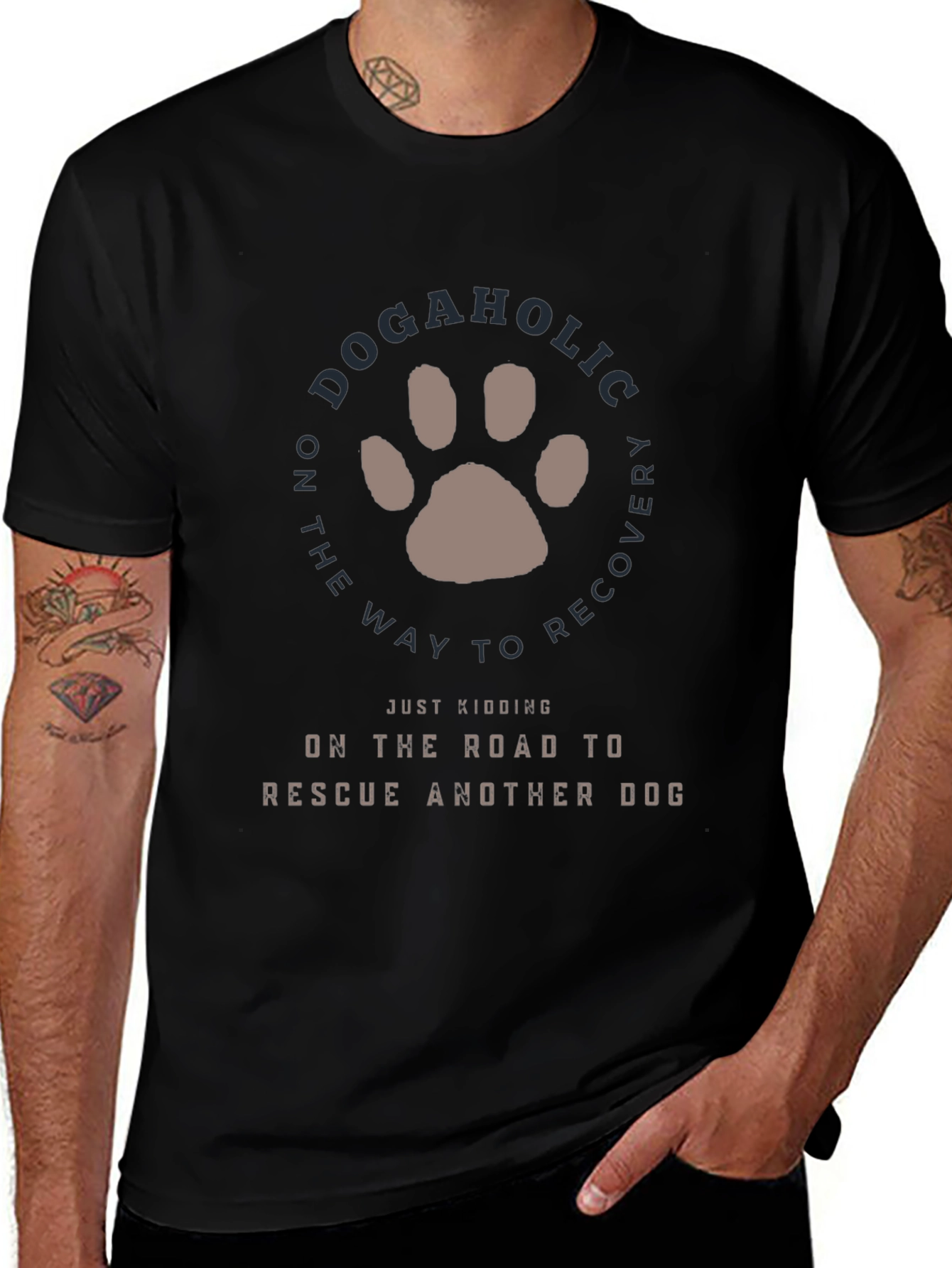 Dogaholic Rescue Dog Graphic T-Shirt