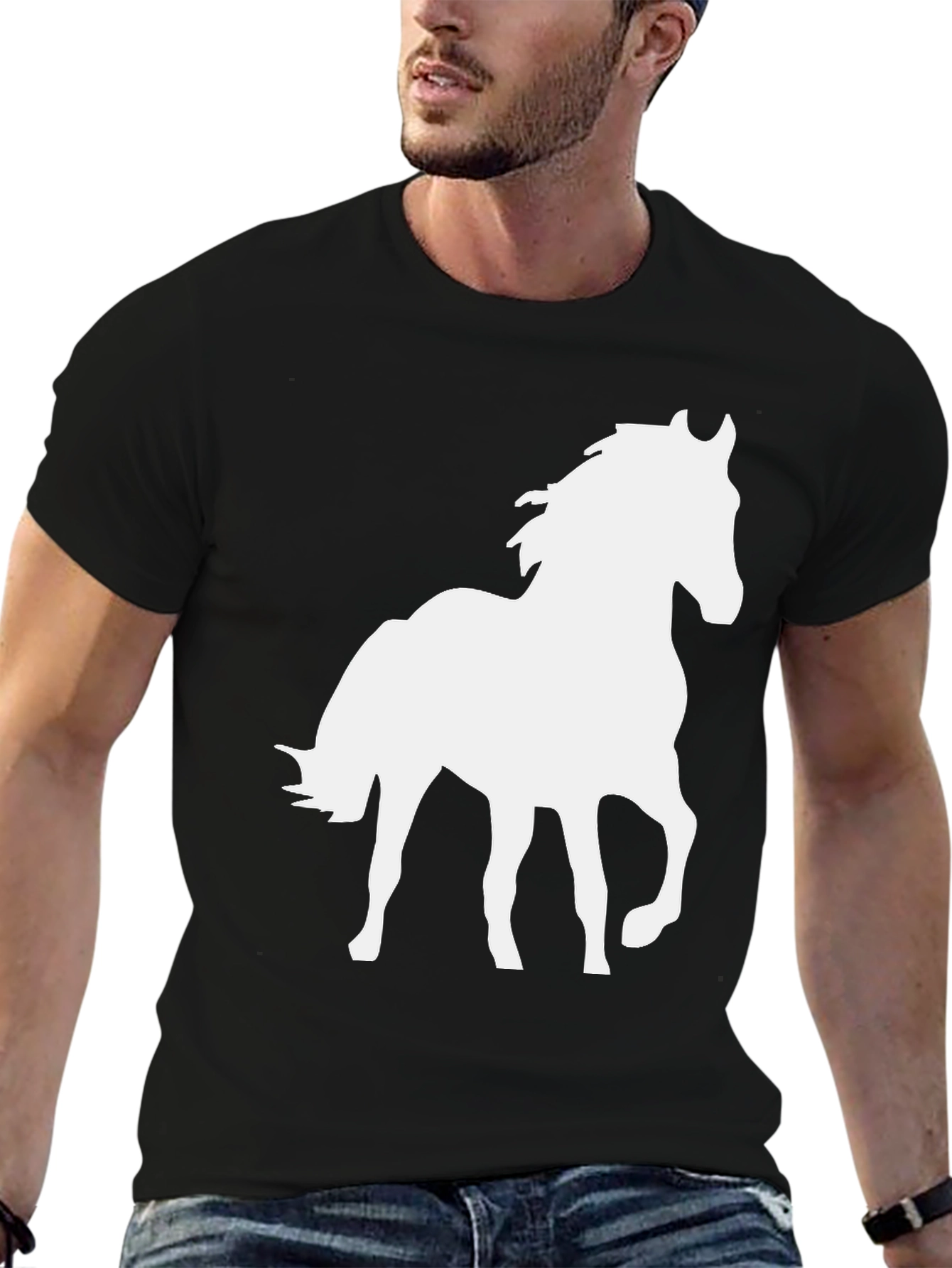 Black Horse Graphic T-Shirt for Men