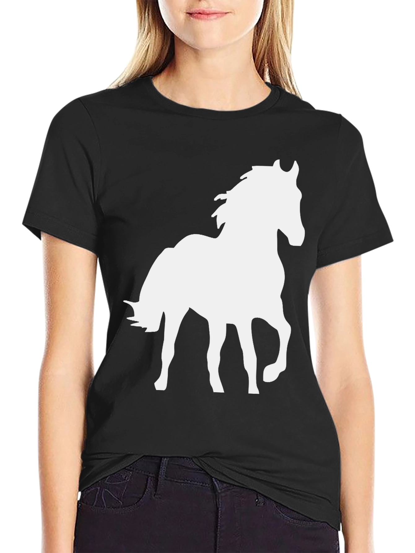 Black Horse Graphic T-Shirt for Men