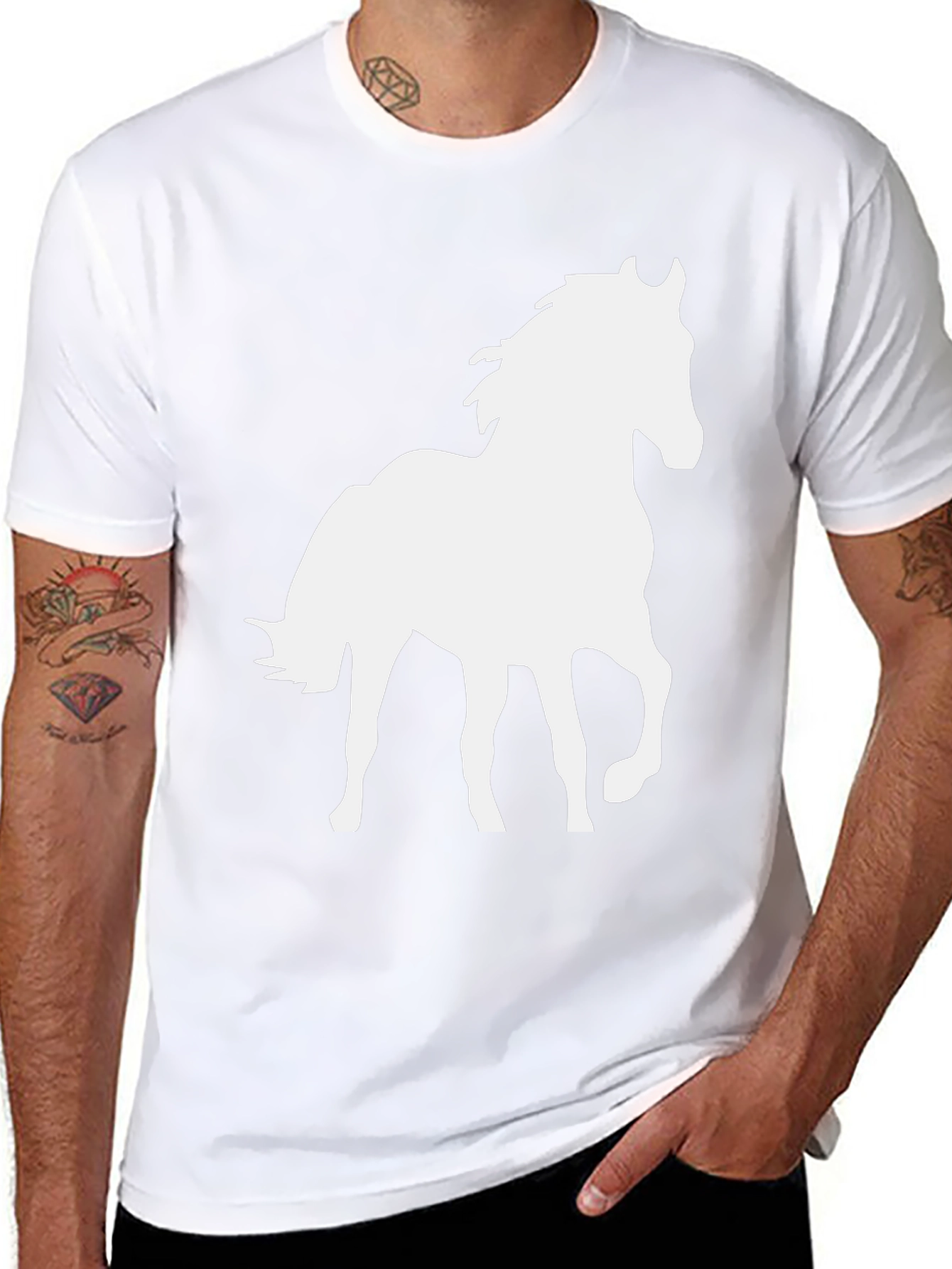 Black Horse Graphic T-Shirt for Men