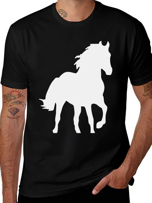 Black Horse Graphic T-Shirt for Men