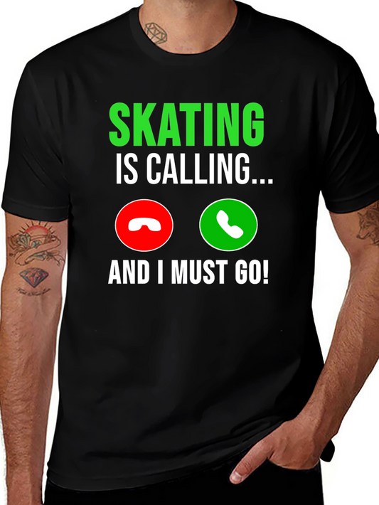 Skating Is Calling Black Graphic T-Shirt