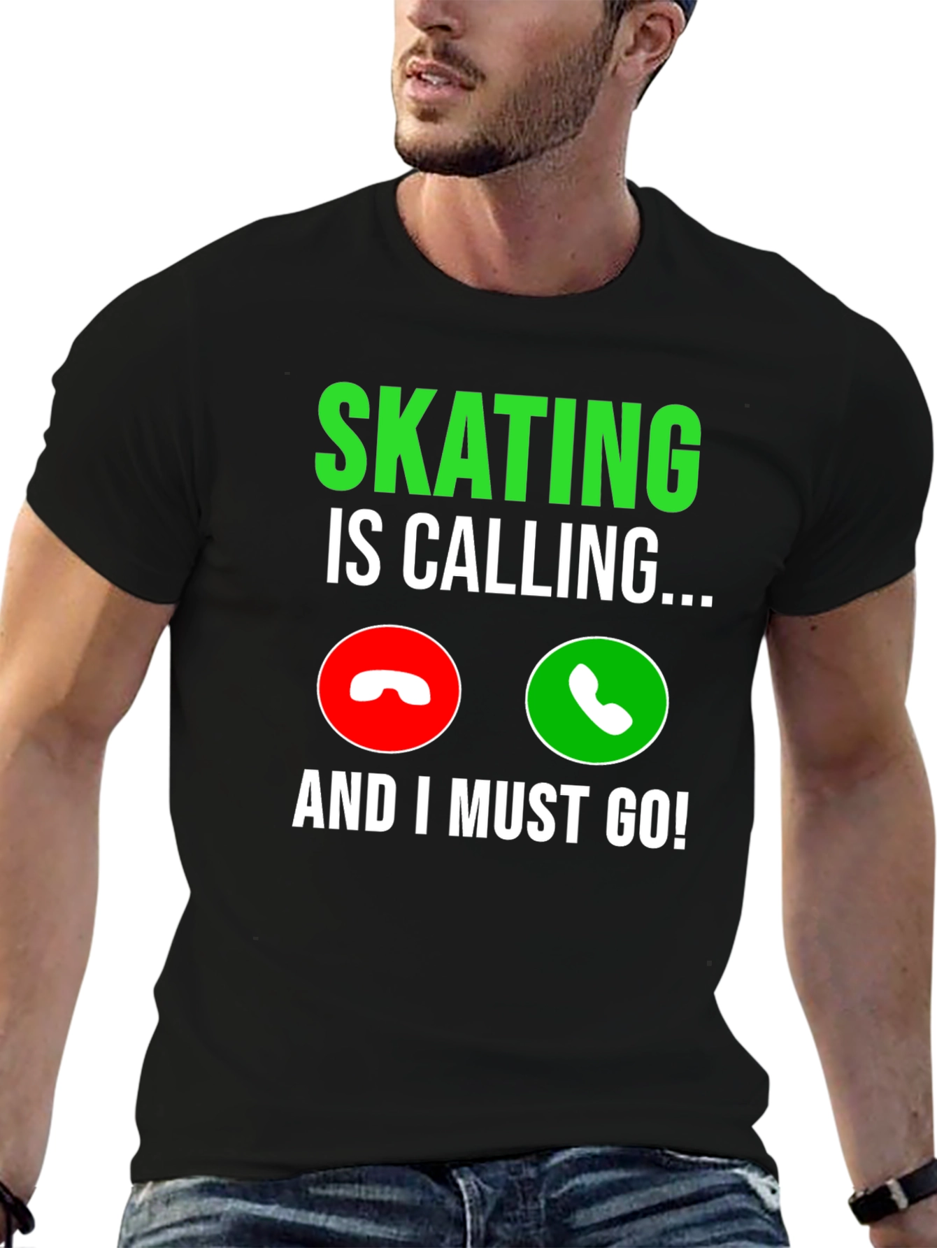 Skating Is Calling Black Graphic T-Shirt
