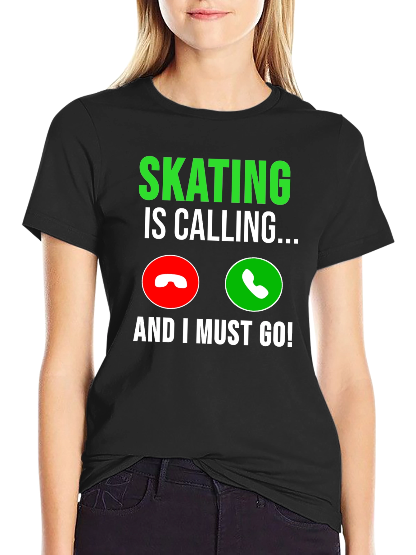 Skating Is Calling Black Graphic T-Shirt