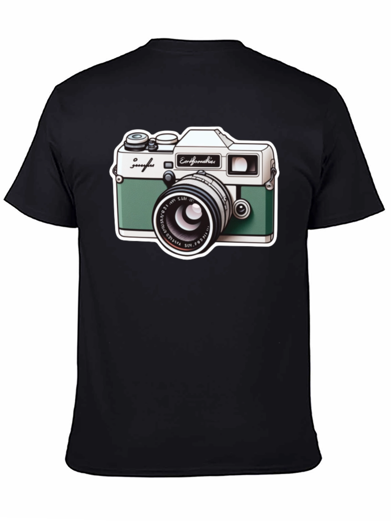 Retro Camera Graphic Tee - Black Cotton T-Shirt