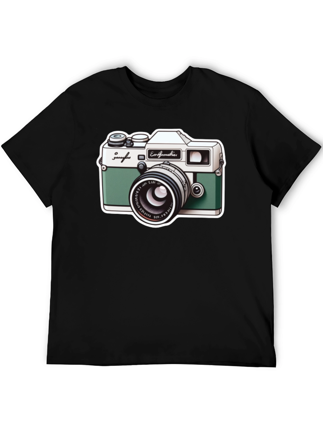 Retro Camera Graphic Tee - Black Cotton T-Shirt