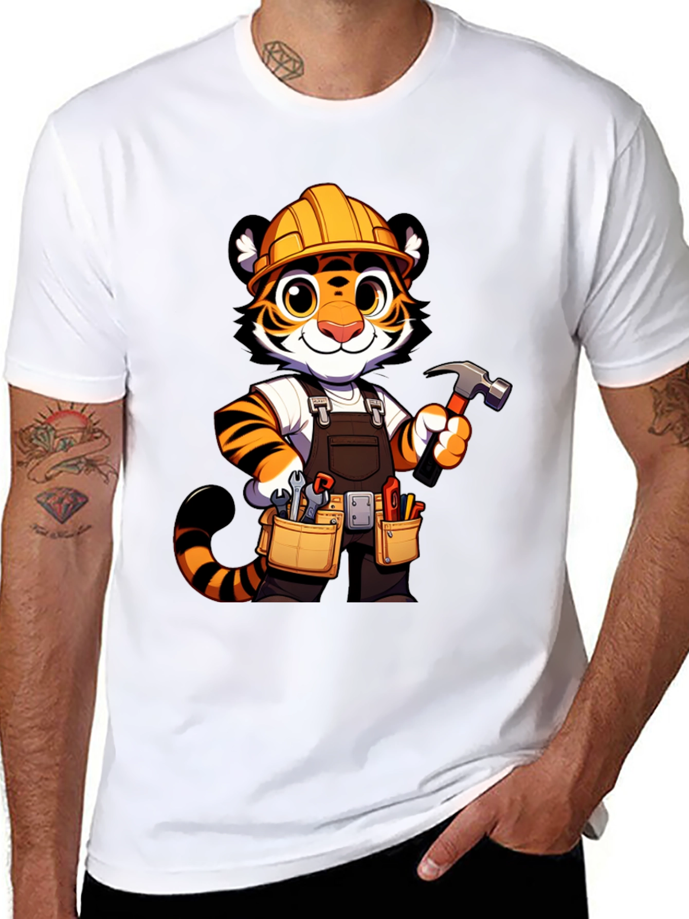 Cartoon Tiger Builder Graphic Tee