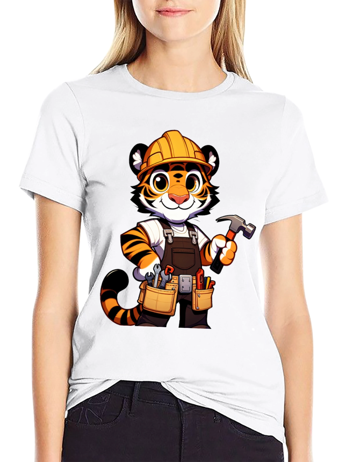 Cartoon Tiger Builder Graphic Tee