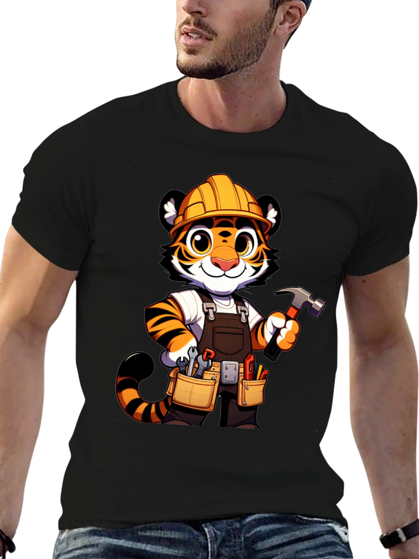 Cartoon Tiger Builder Graphic Tee